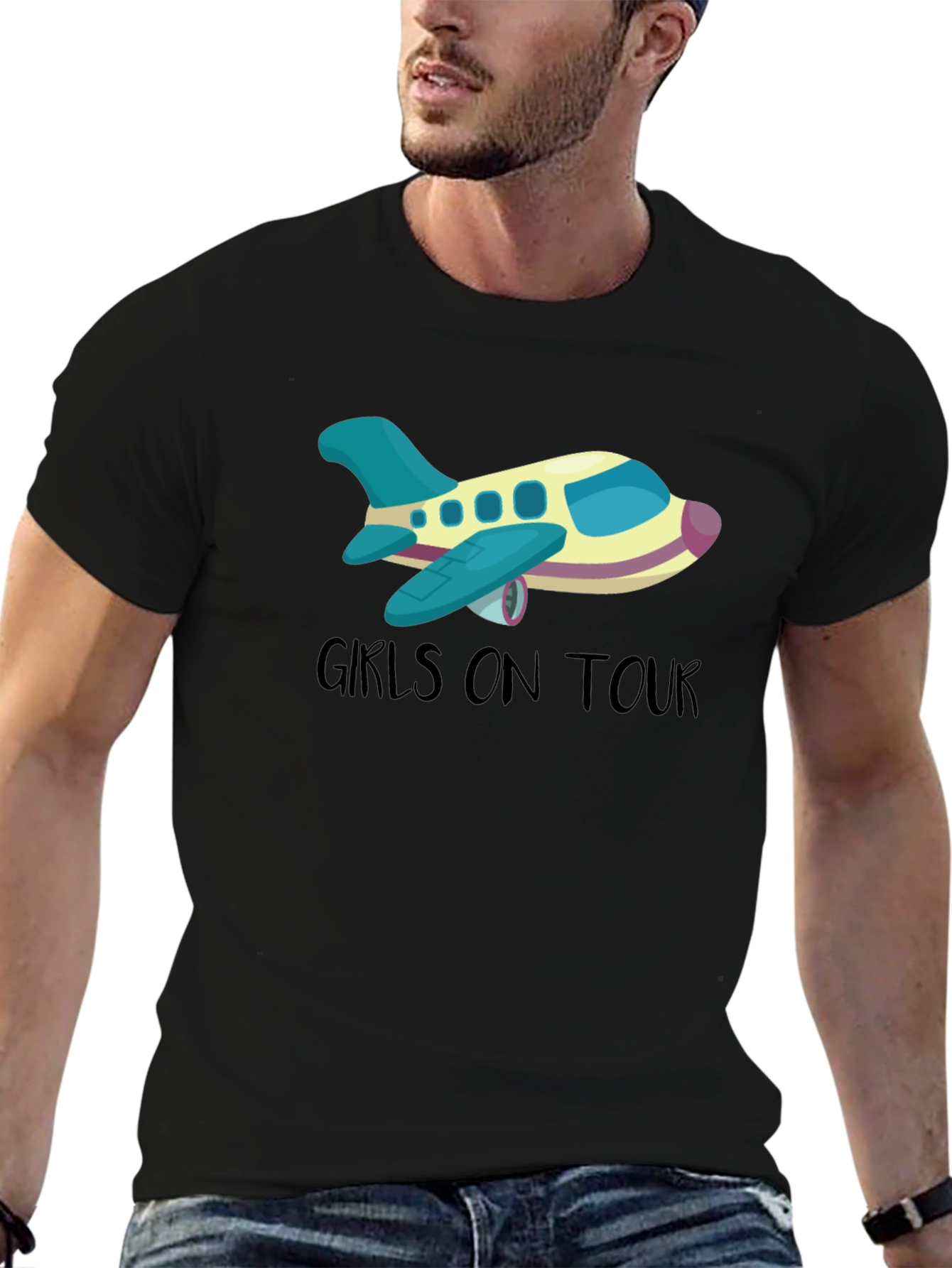 Black Girls On Tour T-Shirt - Airplane Design view 6