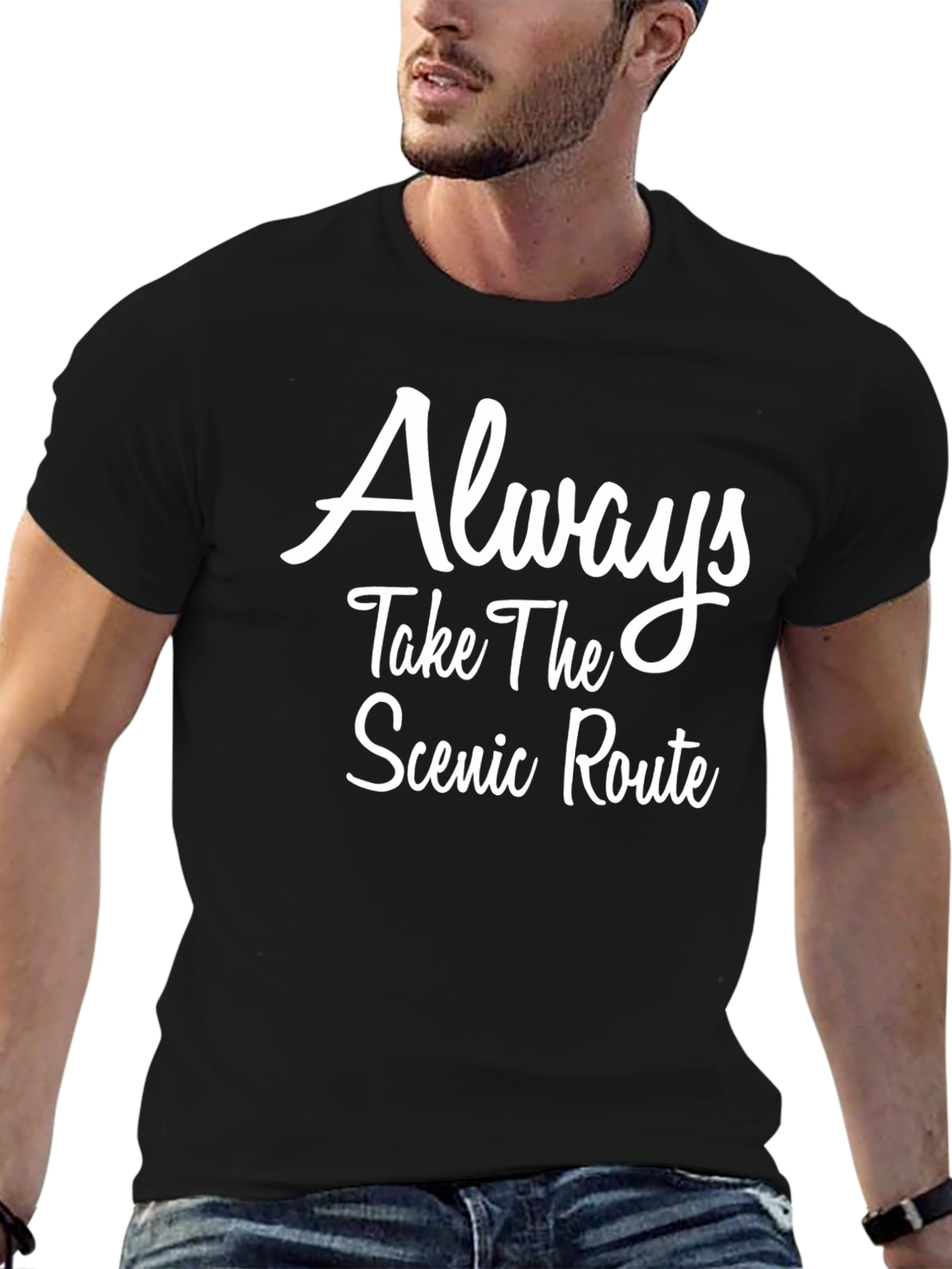 Scenic Route Black T-Shirt - Inspirational Graphic Tee - 6