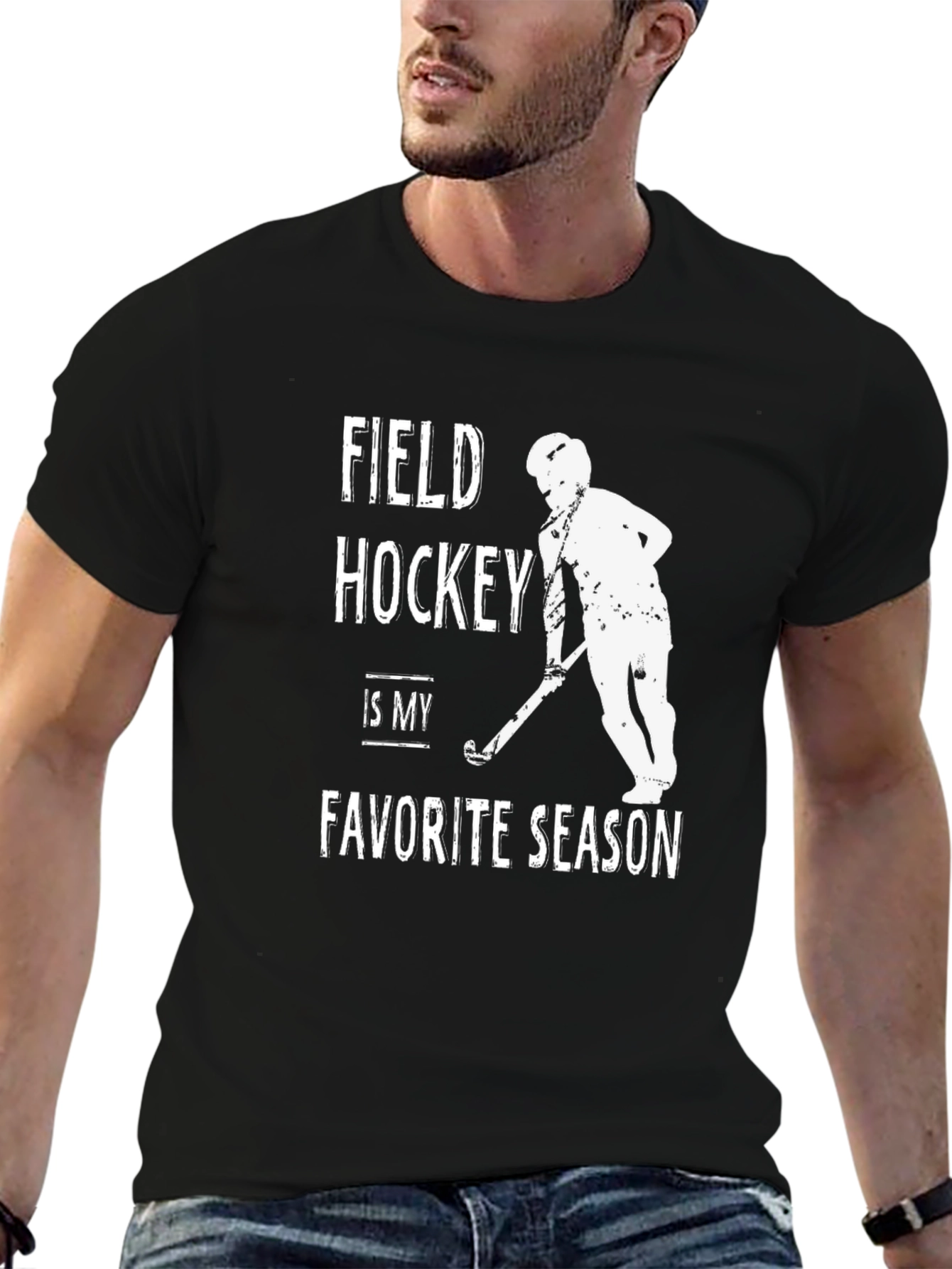Black Field Hockey Favorite Season Black T-Shirt view 6