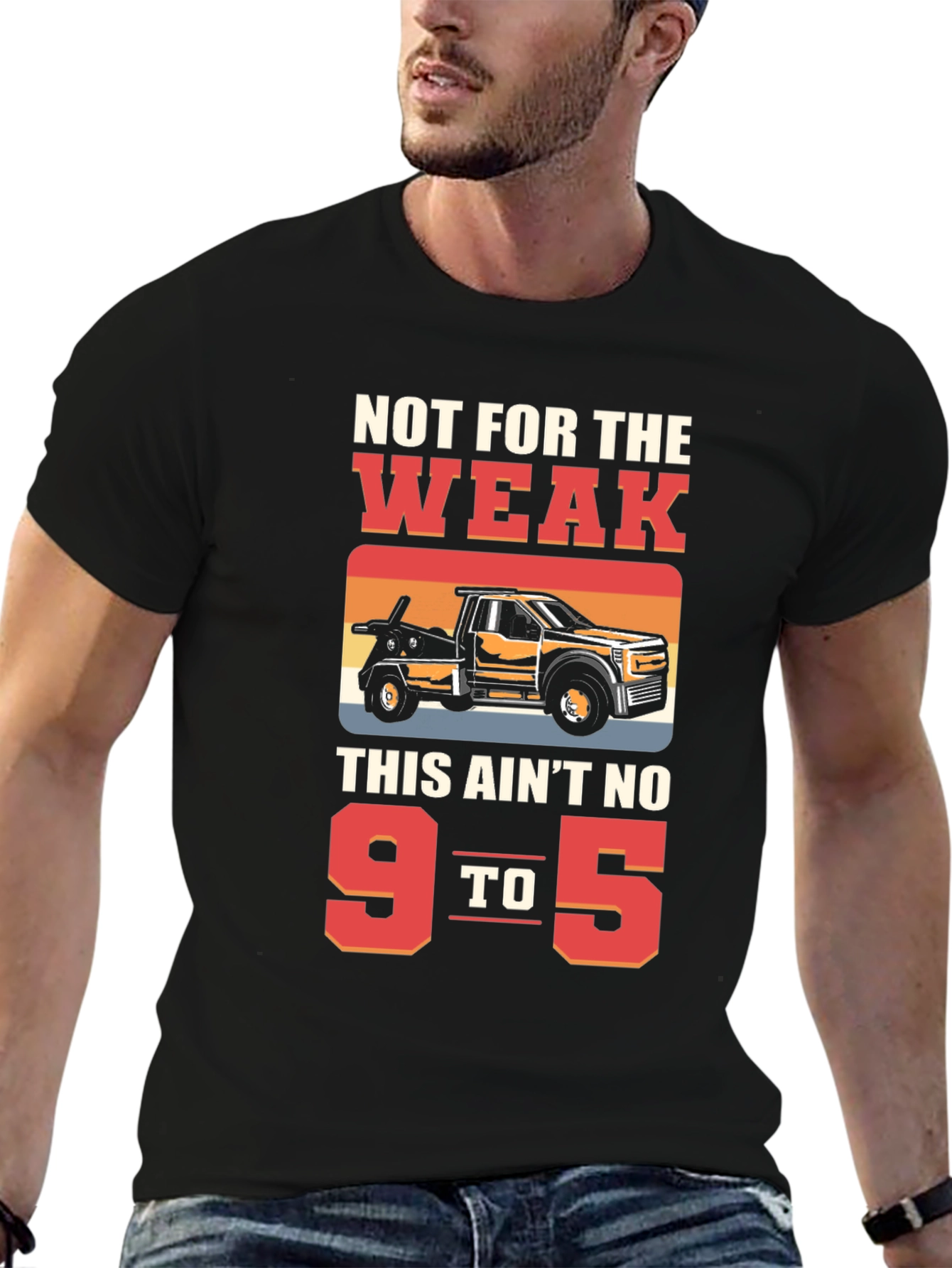Black Not For The Weak Tow Truck Graphic Tee view 6