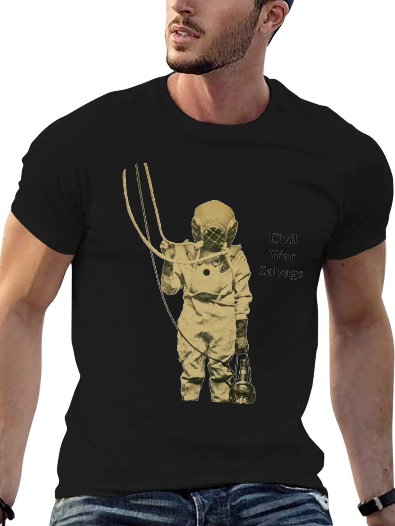 Black Civil War Salvage Diver Graphic Tee view 6