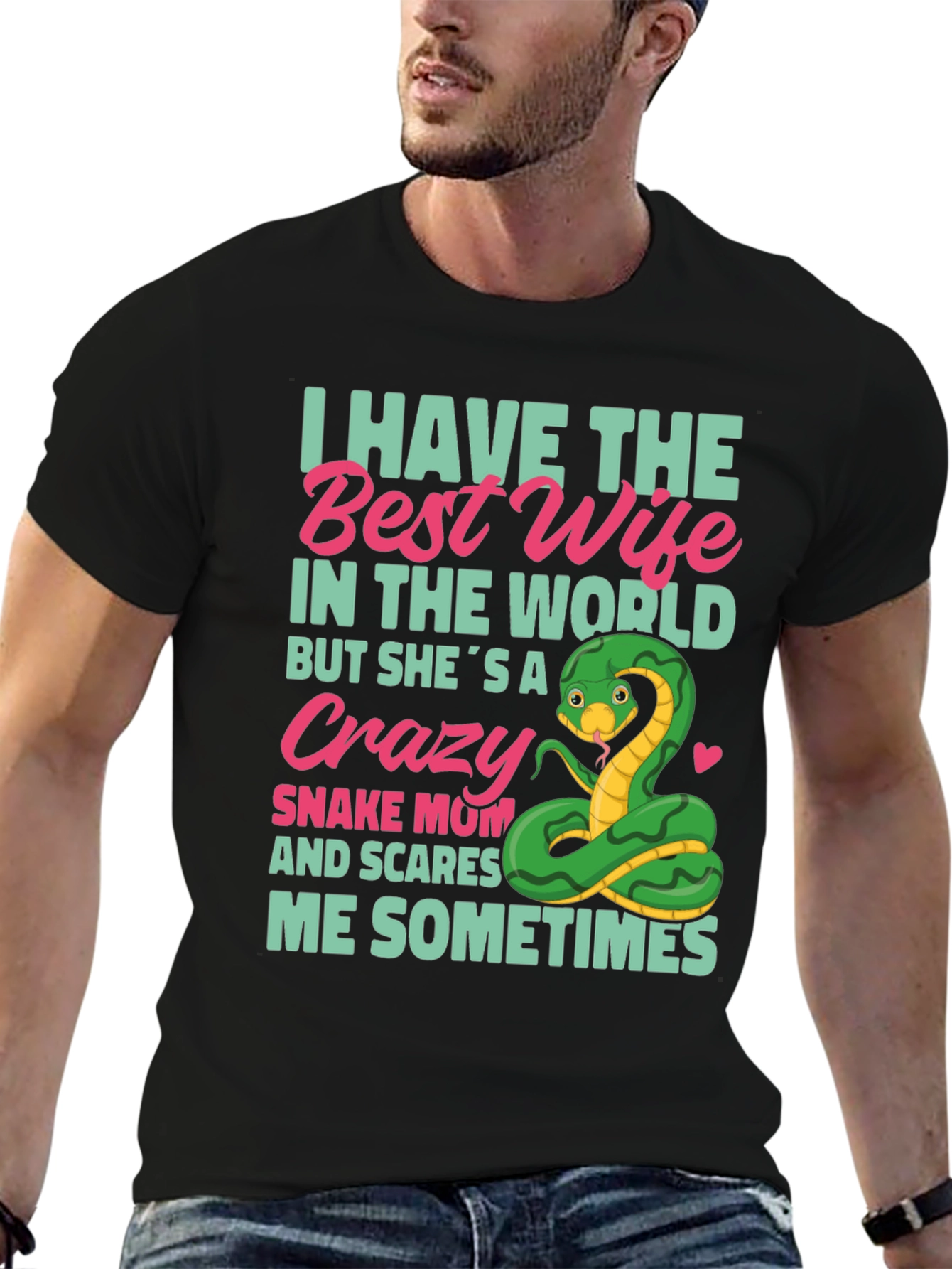 Black Crazy Snake Mom T-Shirt - Best Wife Ever! view 6