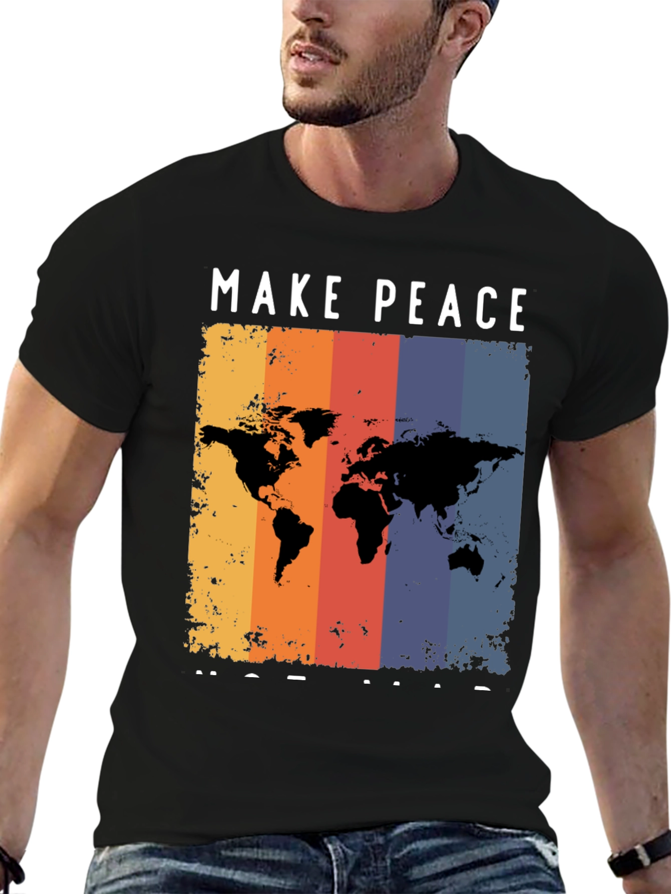 Black Make Peace Not War Graphic T-Shirt view 6