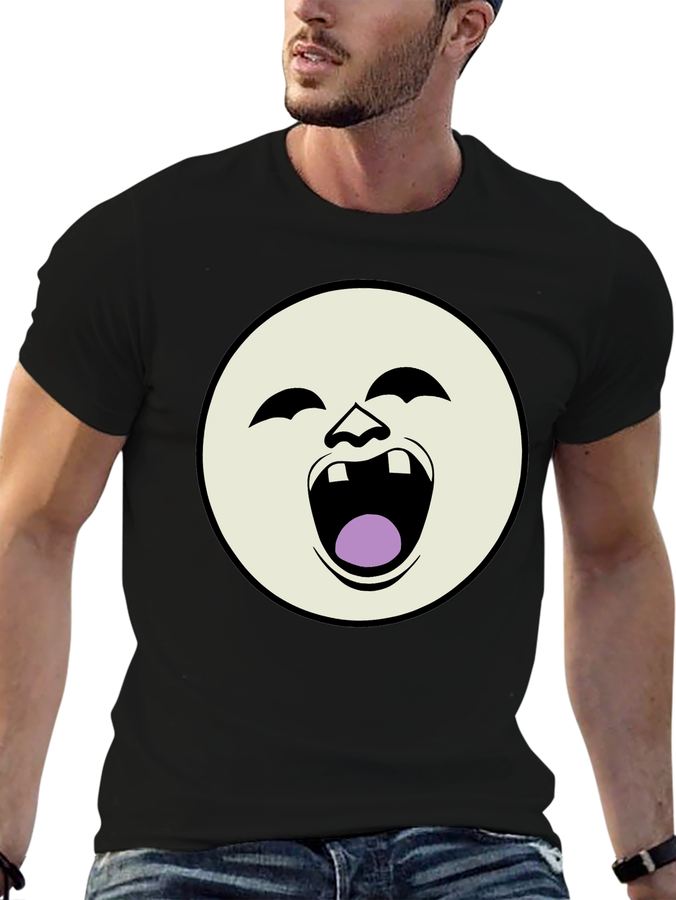 Black Laughing Face Graphic Black T-Shirt view 6
