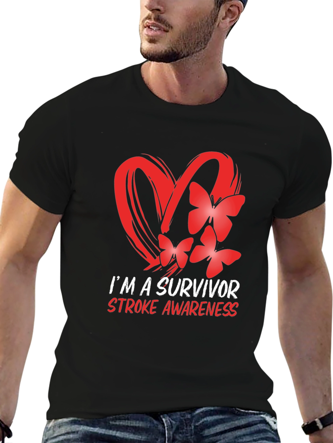 Black Stroke Awareness Survivor T-Shirt view 6