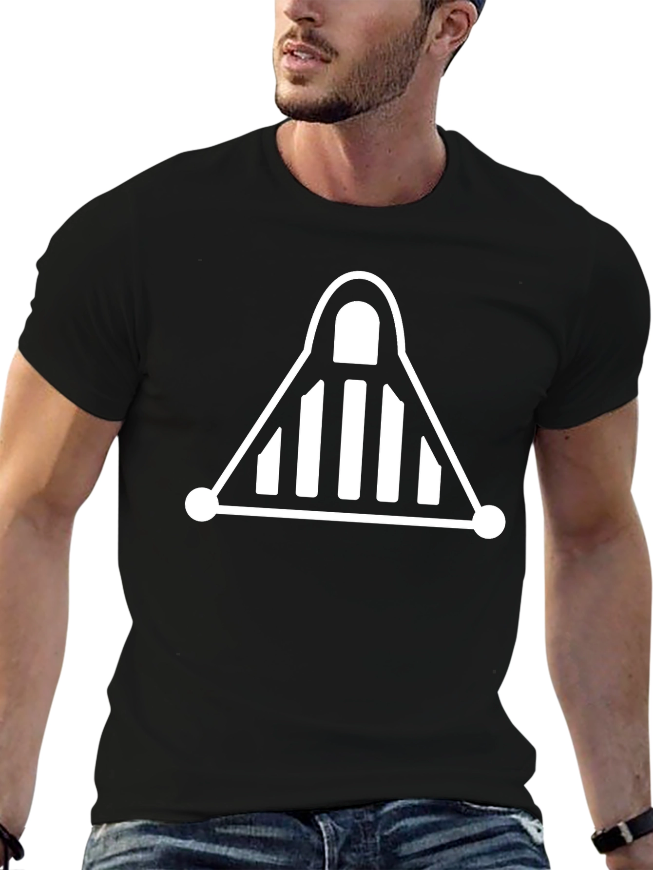 Black Geometric Graphic Tee - Modern Minimalist Design view 6