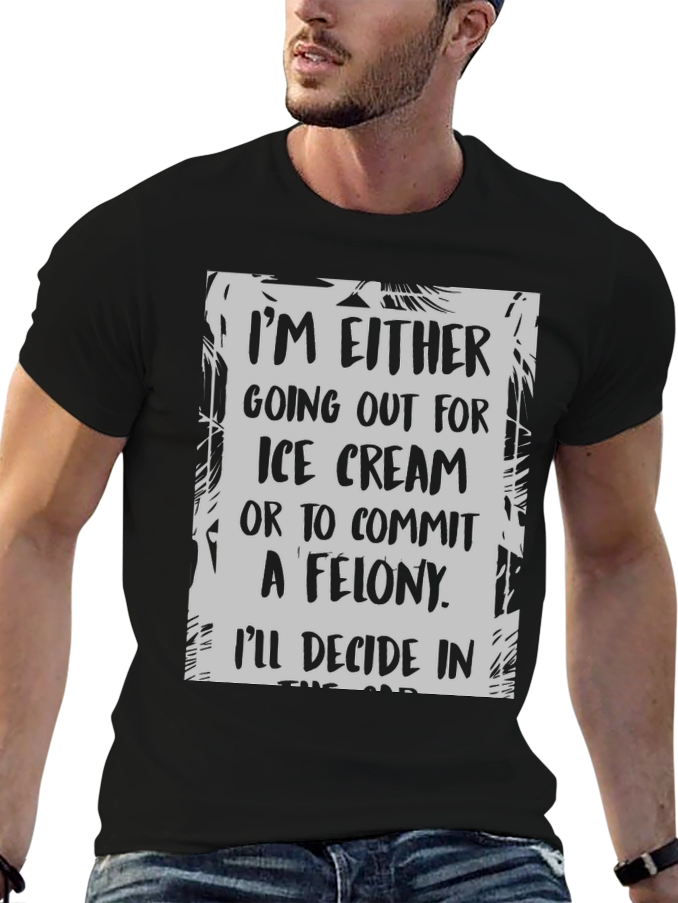 Black Funny "Ice Cream or Felony" Graphic T-Shirt view 6