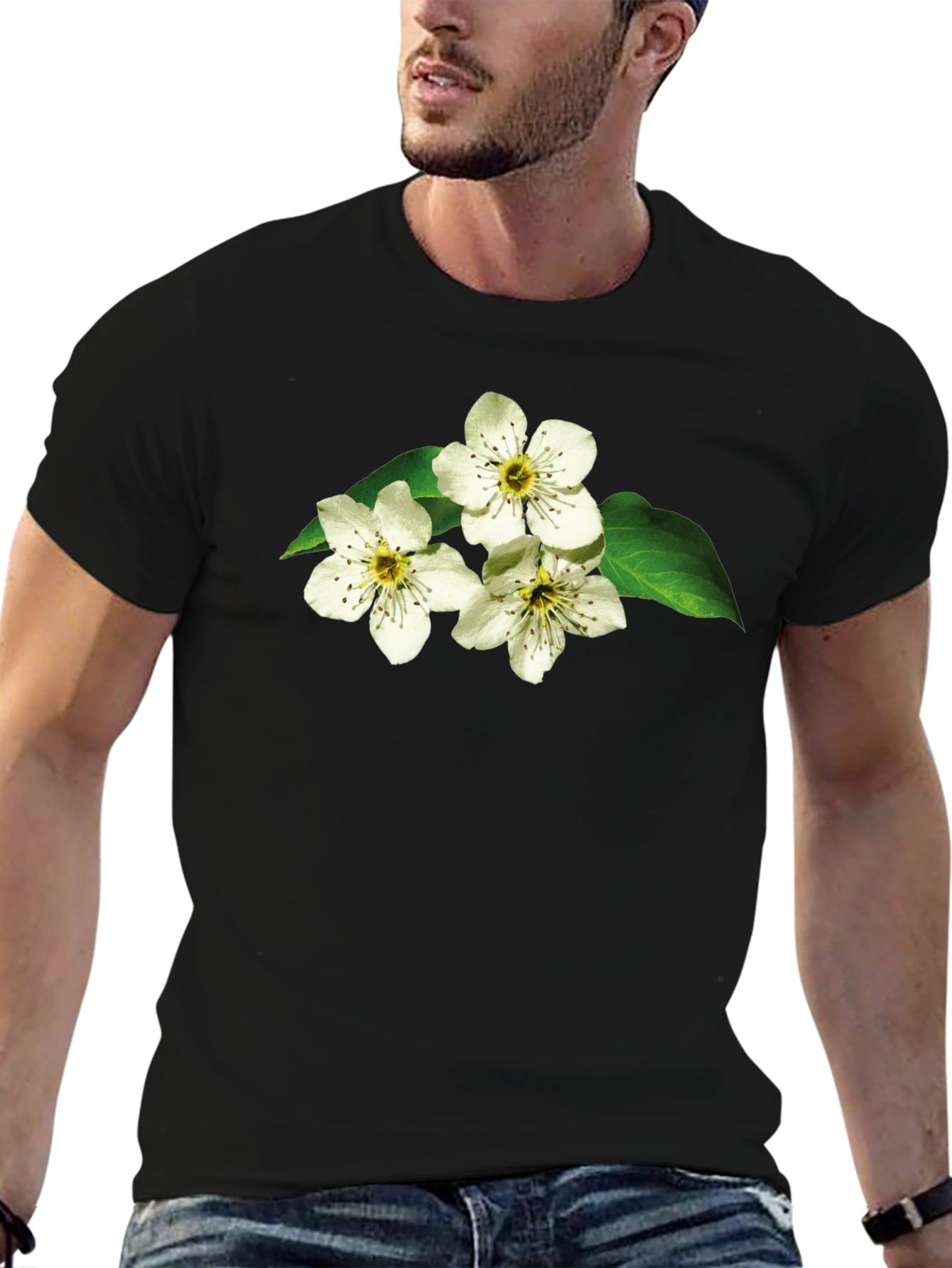 Black Floral Print Black T-Shirt view 6