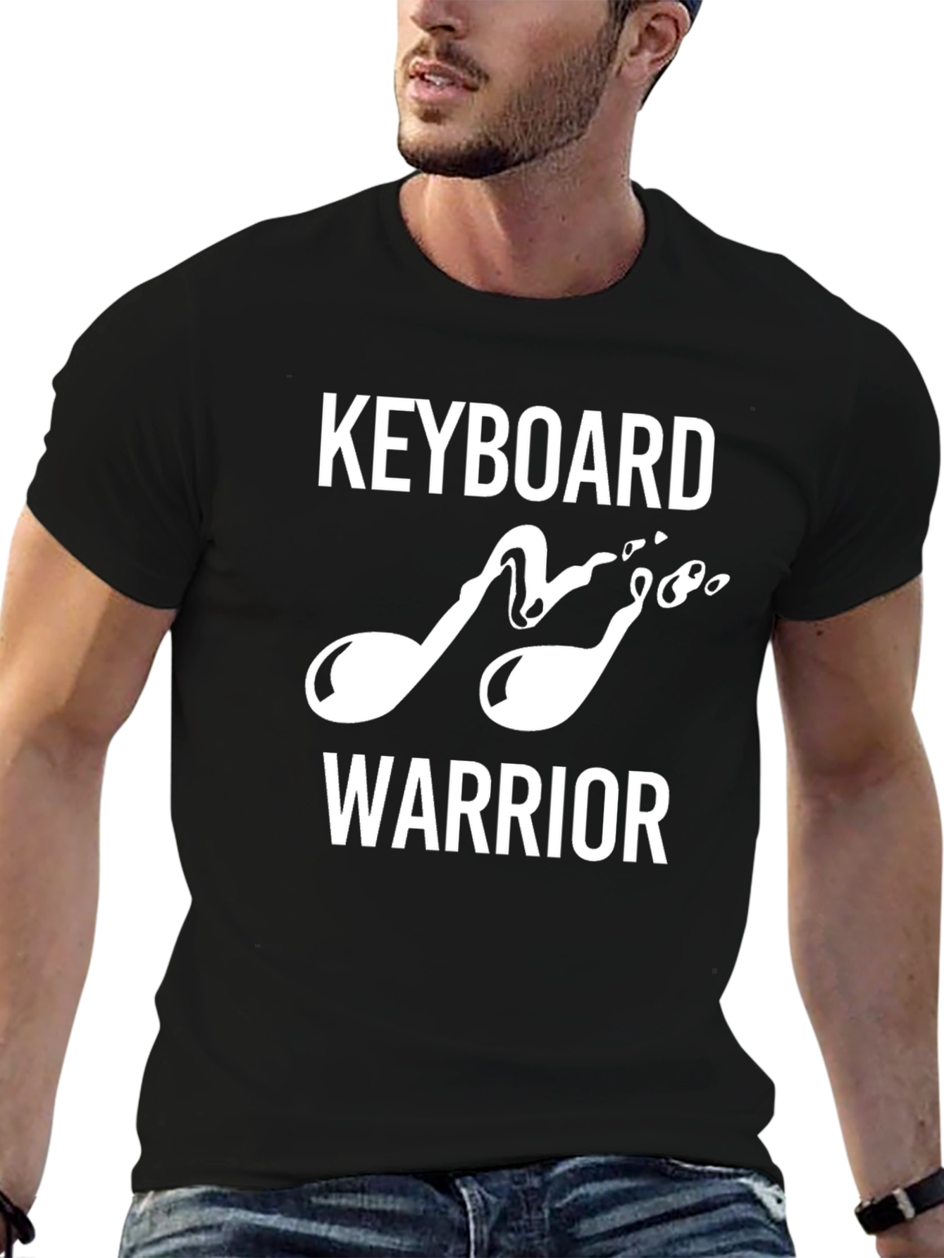 Black Keyboard Warrior T-Shirt - Music Lover Tee view 6