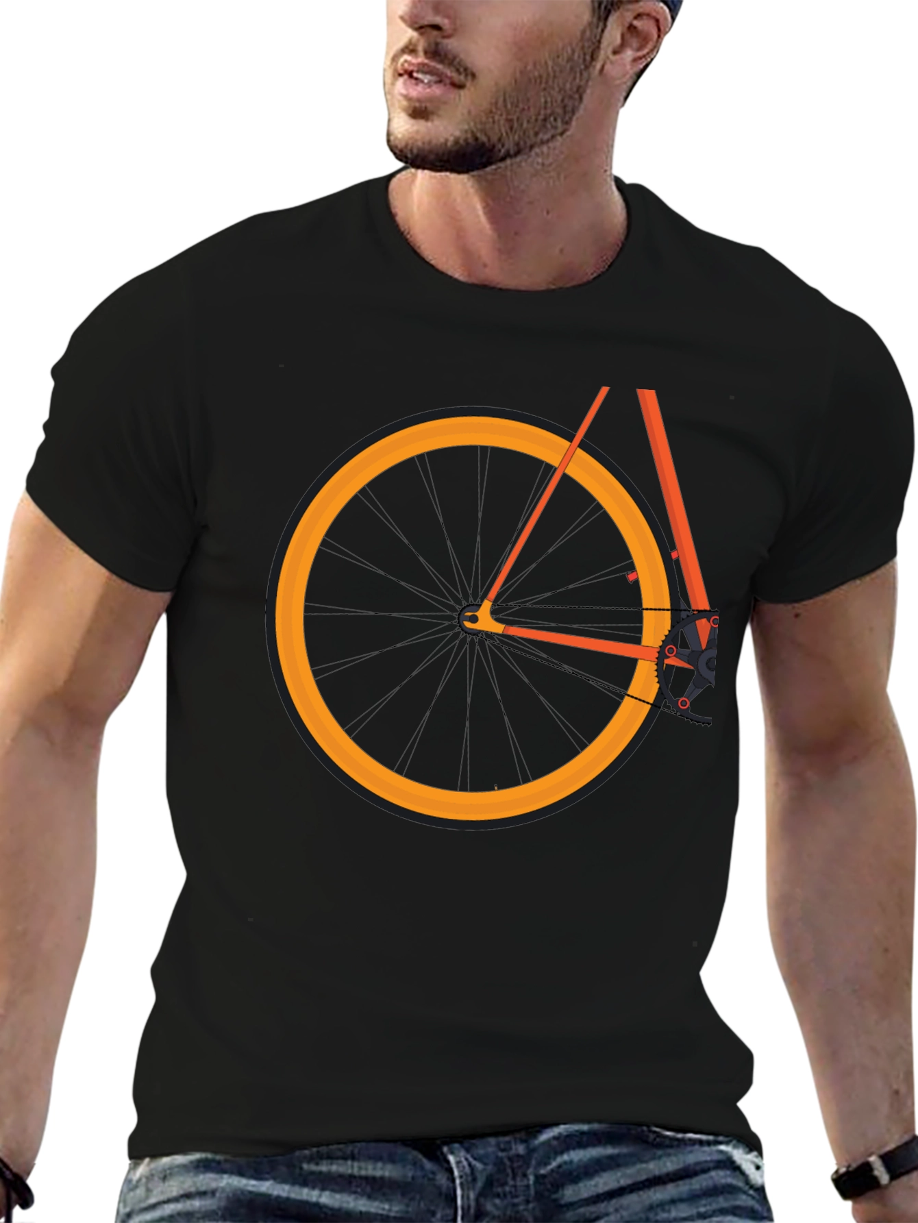 Black Black Bicycle Graphic Tee - Casual Cotton Blend T-Shirt view 6
