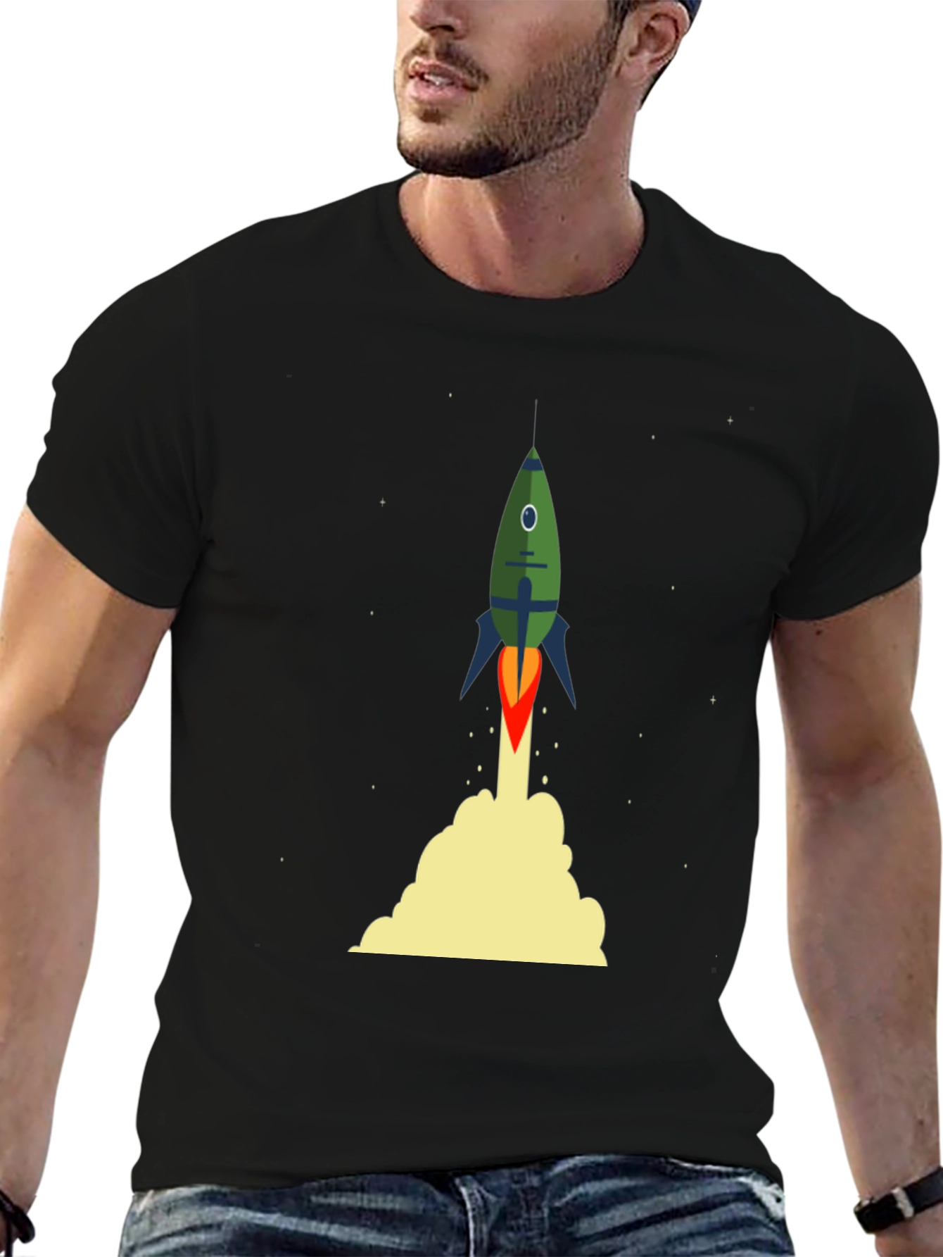 Black Rocket Launch Black T-Shirt - Space Adventure view 6