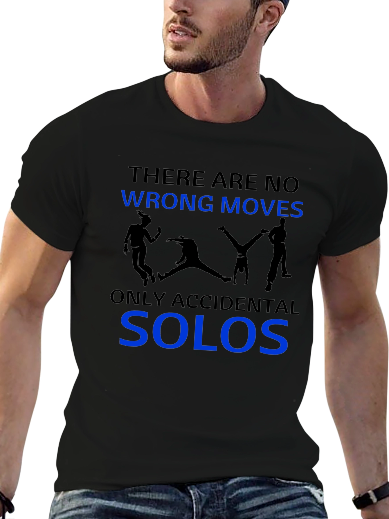 Black Funny Dancing T-Shirt - No Wrong Moves, Only Accidental Solos view 6