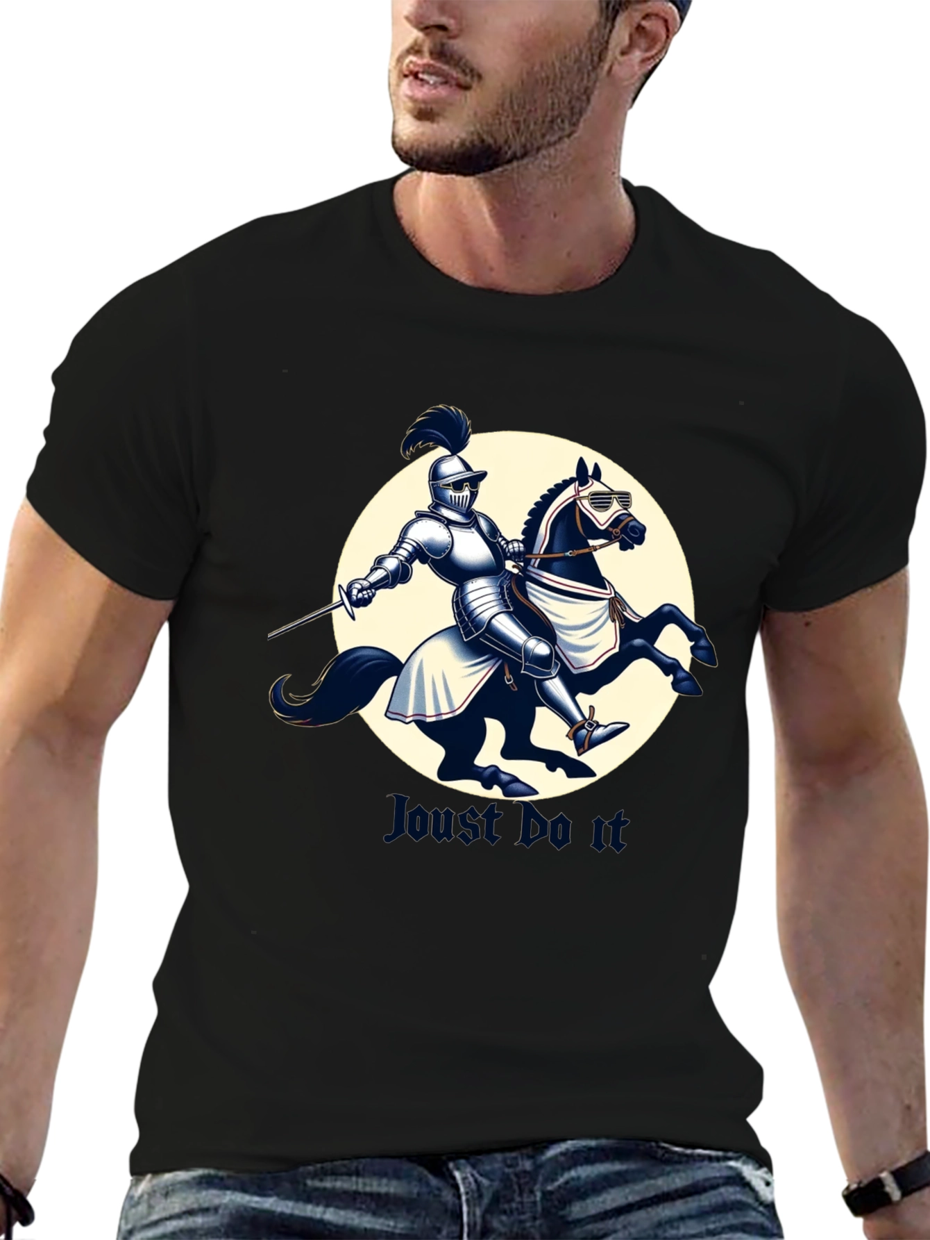 Black Joust Do It - Knight & Horse Graphic Tee view 6