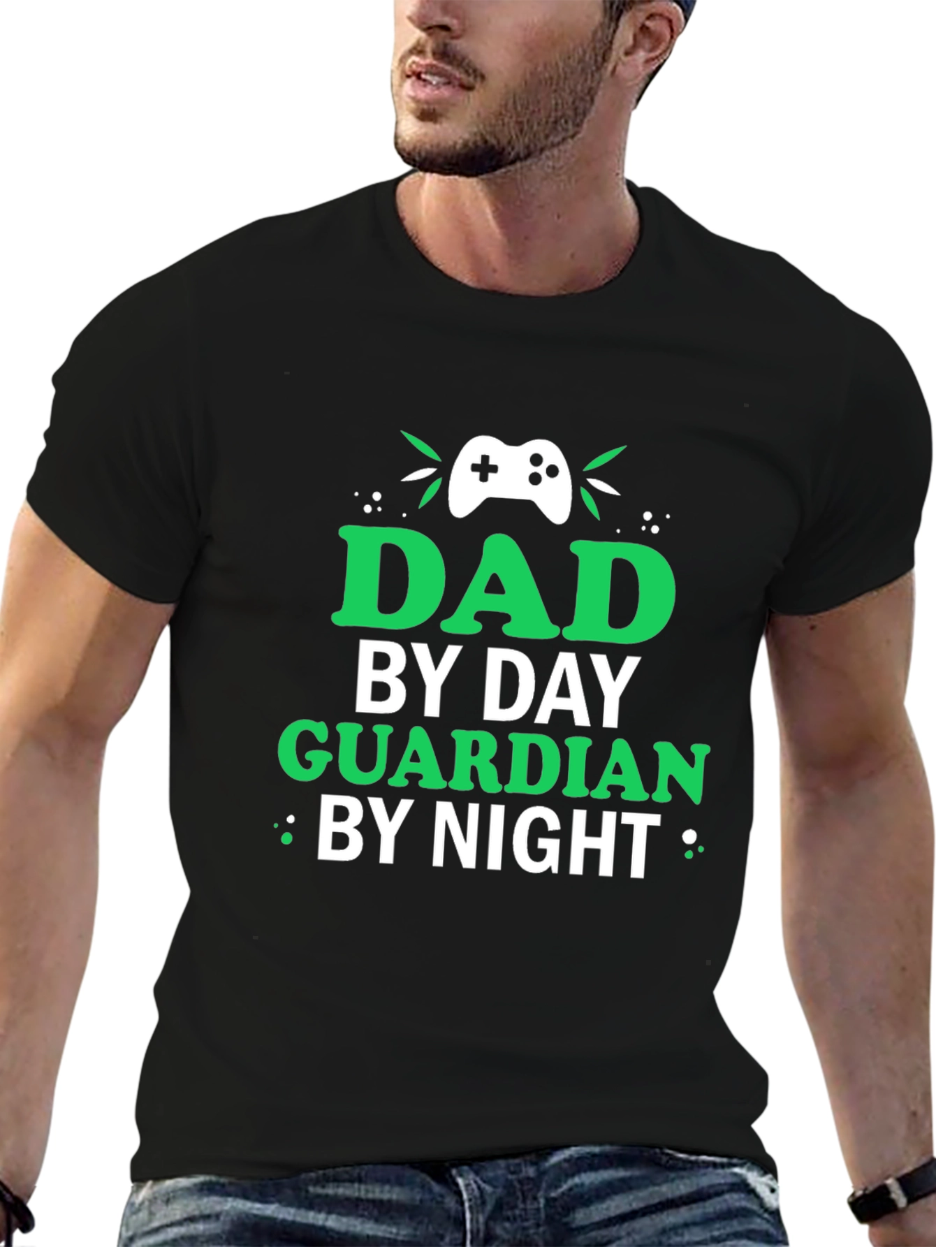 Black Dad By Day Guardian By Night Black T-Shirt view 6