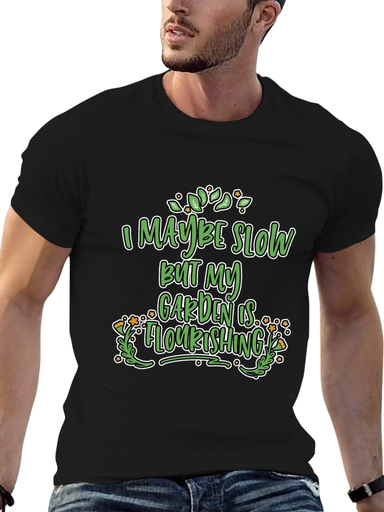 Black Funny Gardener T-Shirt - Garden is Flourishing view 6