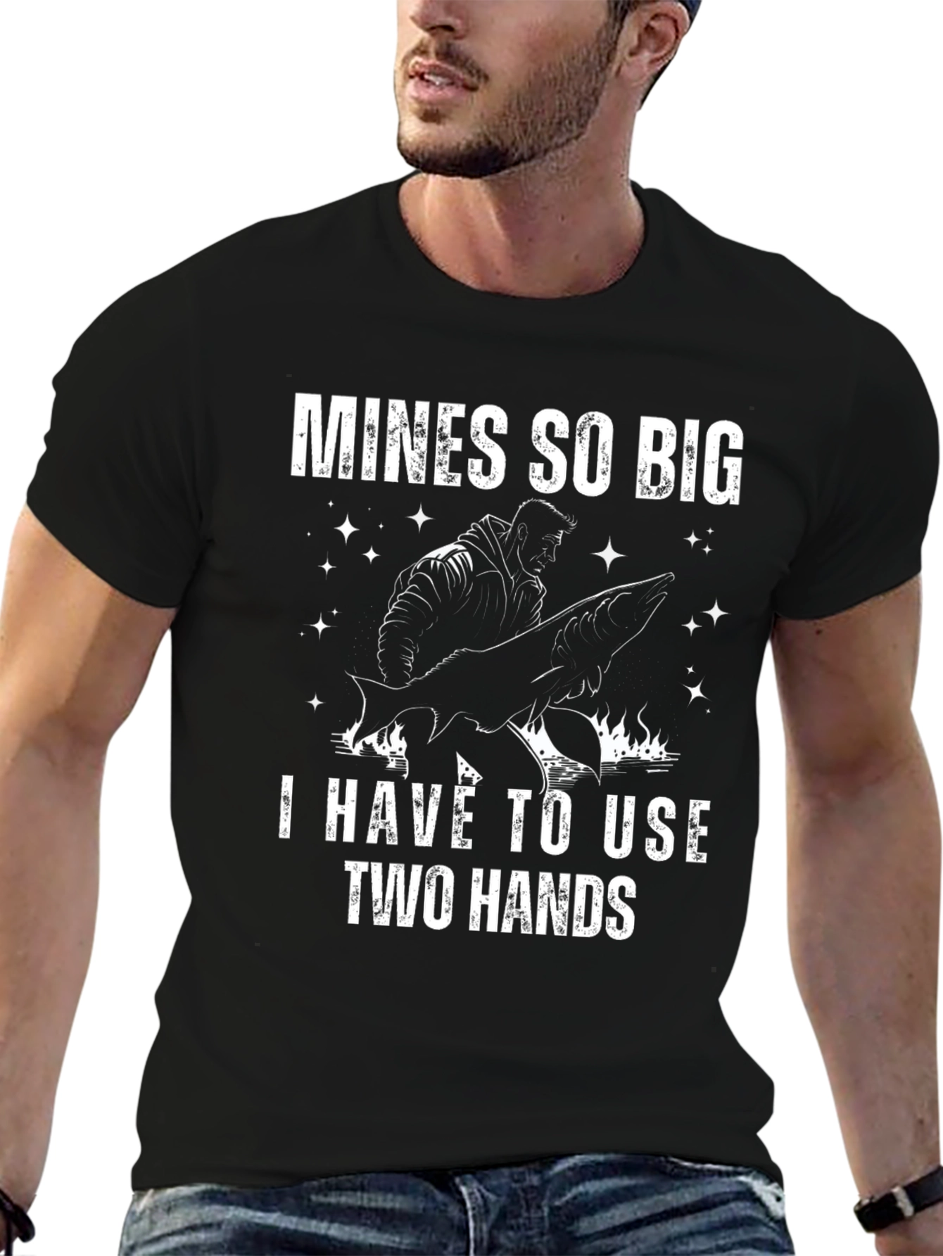 Black Mines So Big Funny Fishing Graphic Tee view 6