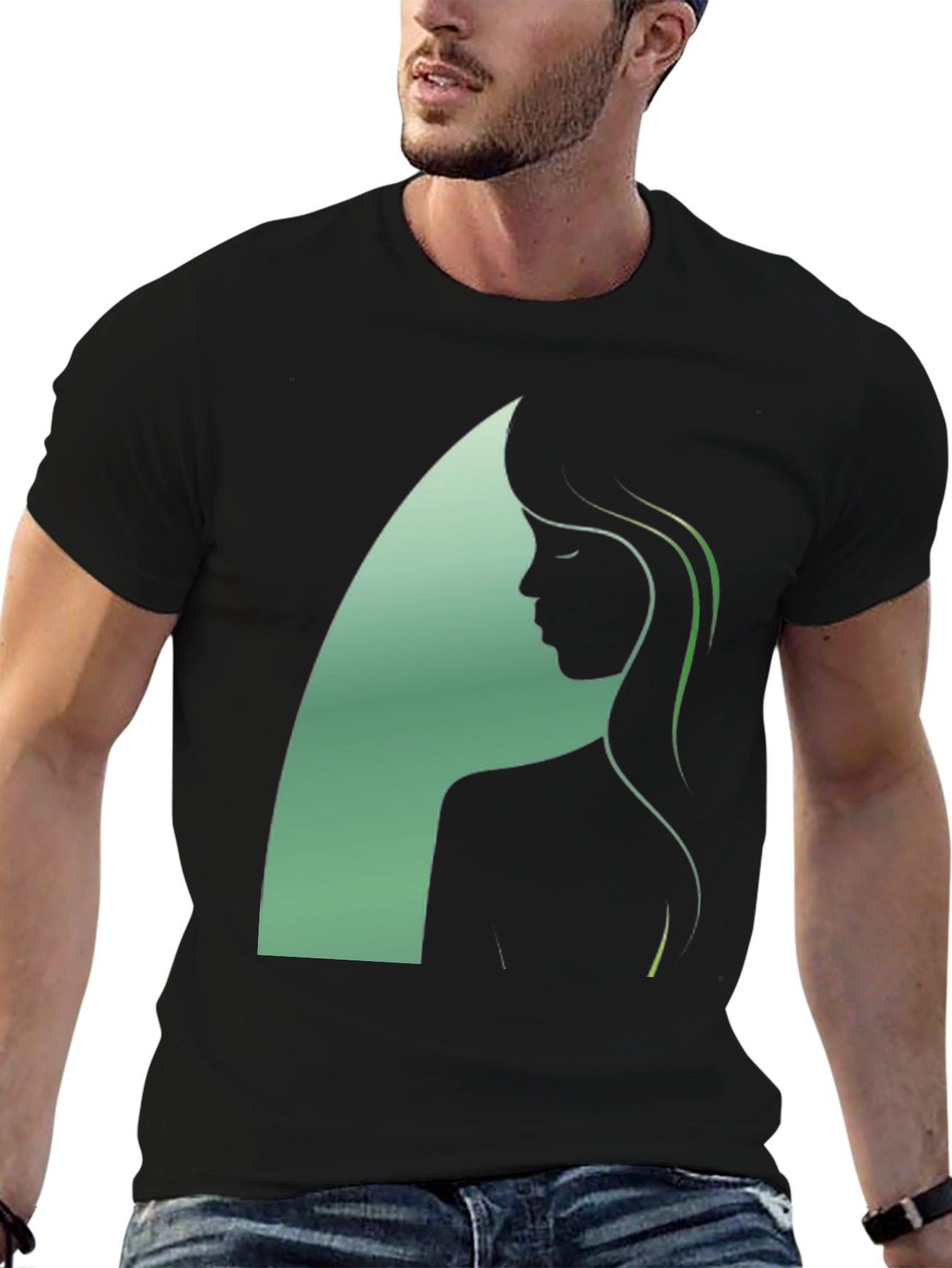 Black Silhouette Woman Graphic Black T-Shirt view 6