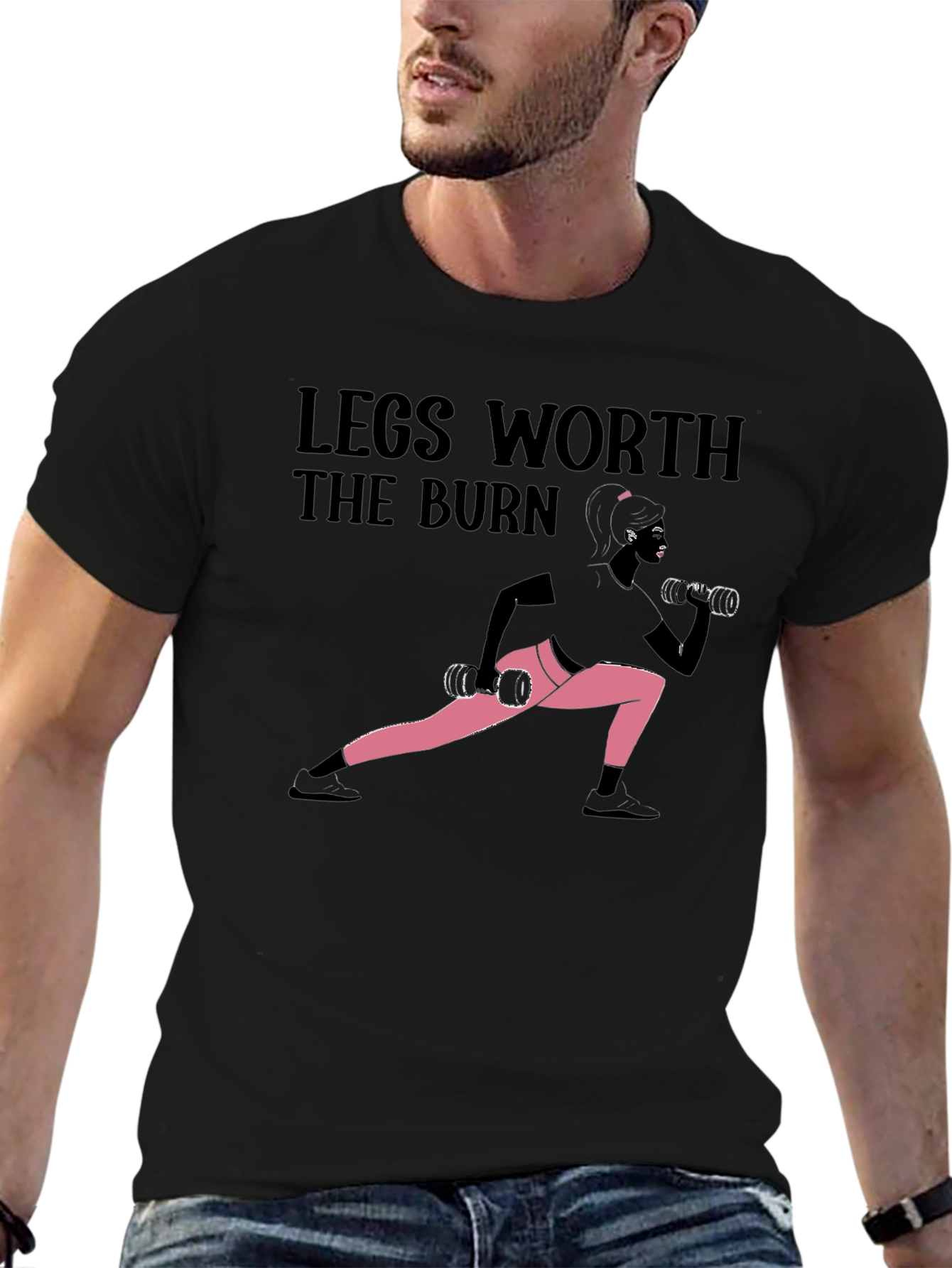 Black Legs Worth the Burn Workout T-Shirt view 6