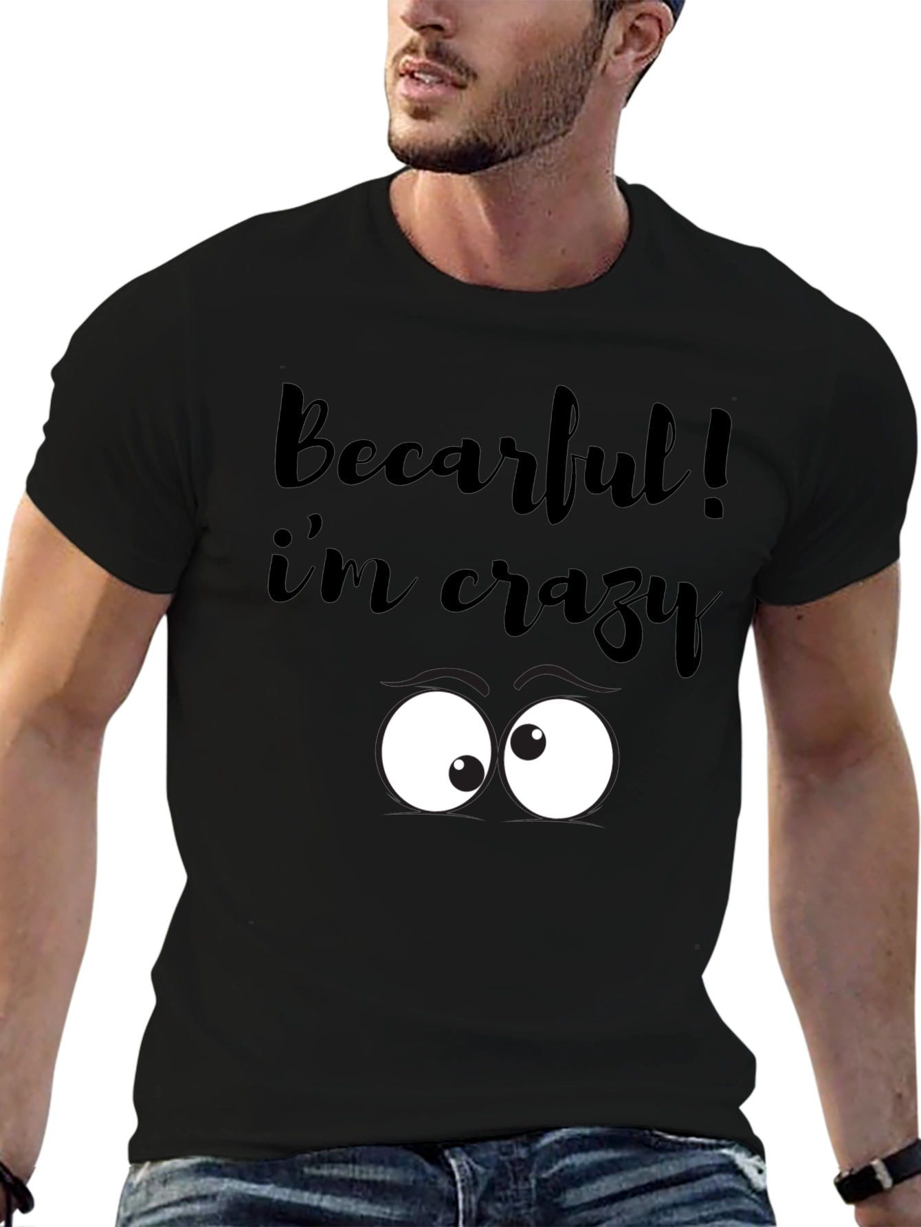 Black Crazy Eyes Graphic Tee - Black view 6