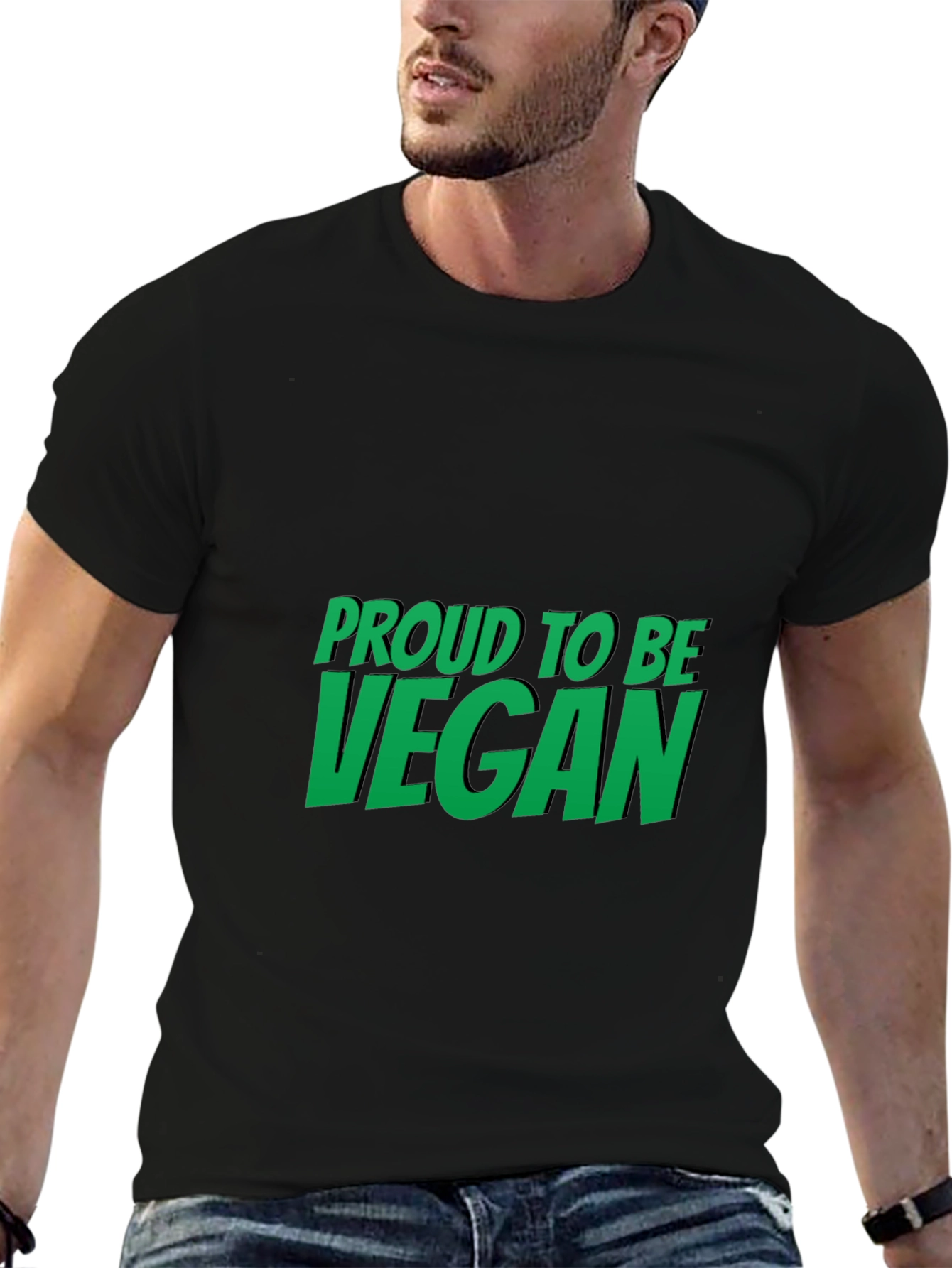 Black Proud to be Vegan Black T-Shirt view 6