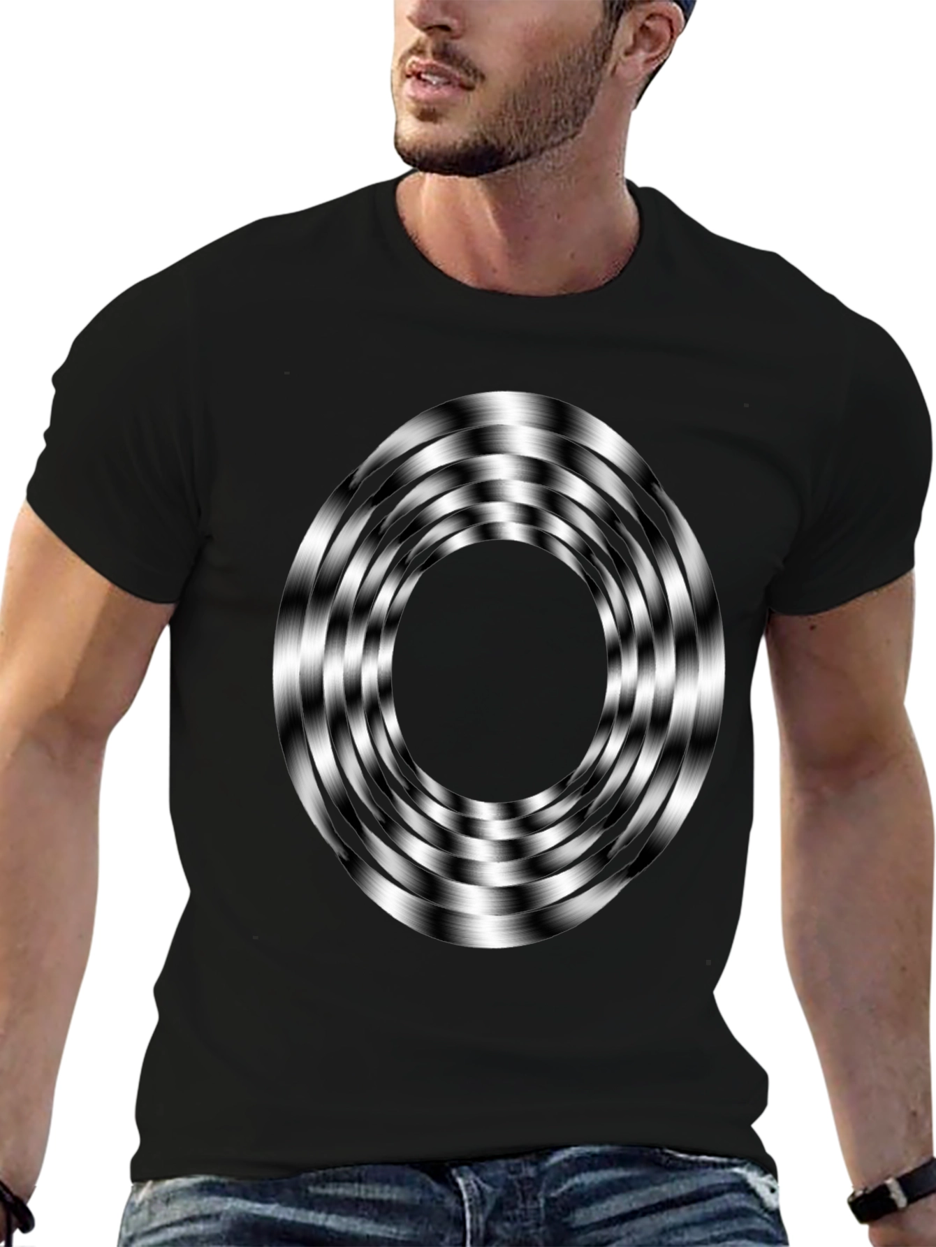 Black Optical Illusion Graphic Tee view 6