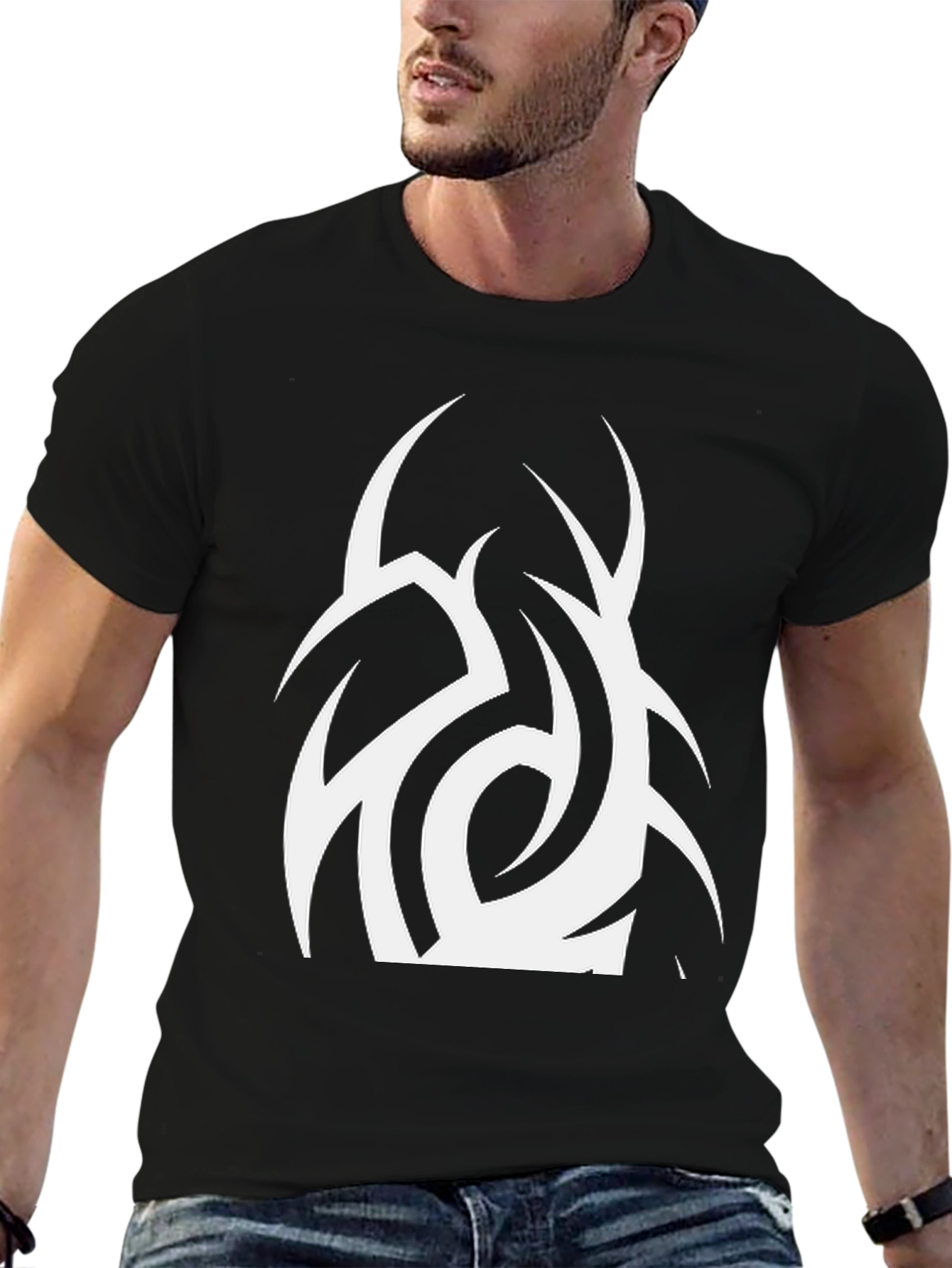 Black Abstract Graphic Black T-Shirt view 6