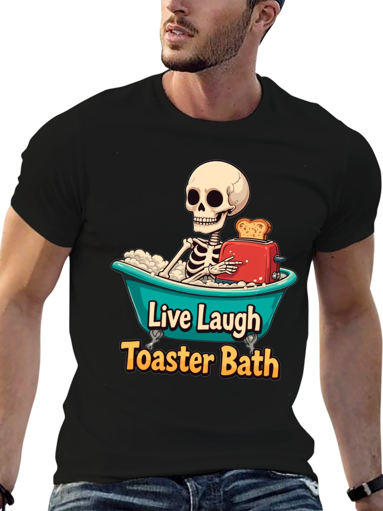Black Live Laugh Toaster Bath T-Shirt view 6