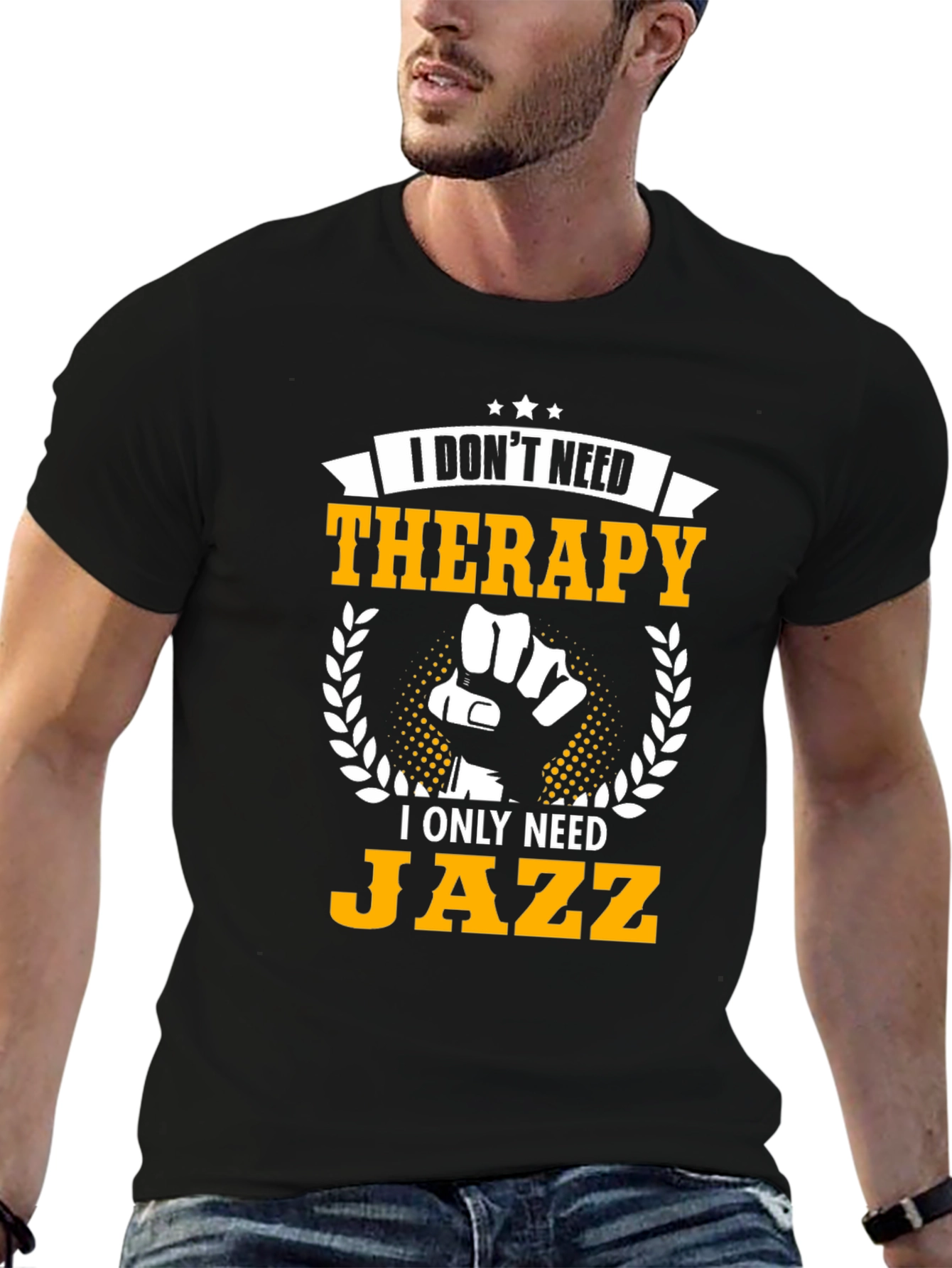 Black Jazz Therapy T-Shirt: Music Lover Graphic Tee view 6