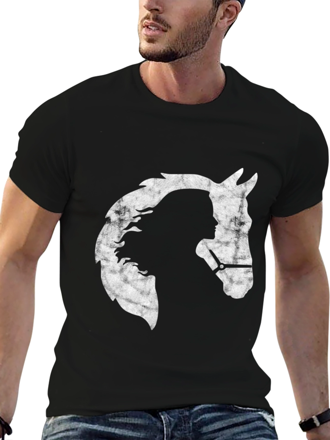 Black Horse & Rider Graphic Tee - Equestrian Style Shirt view 6