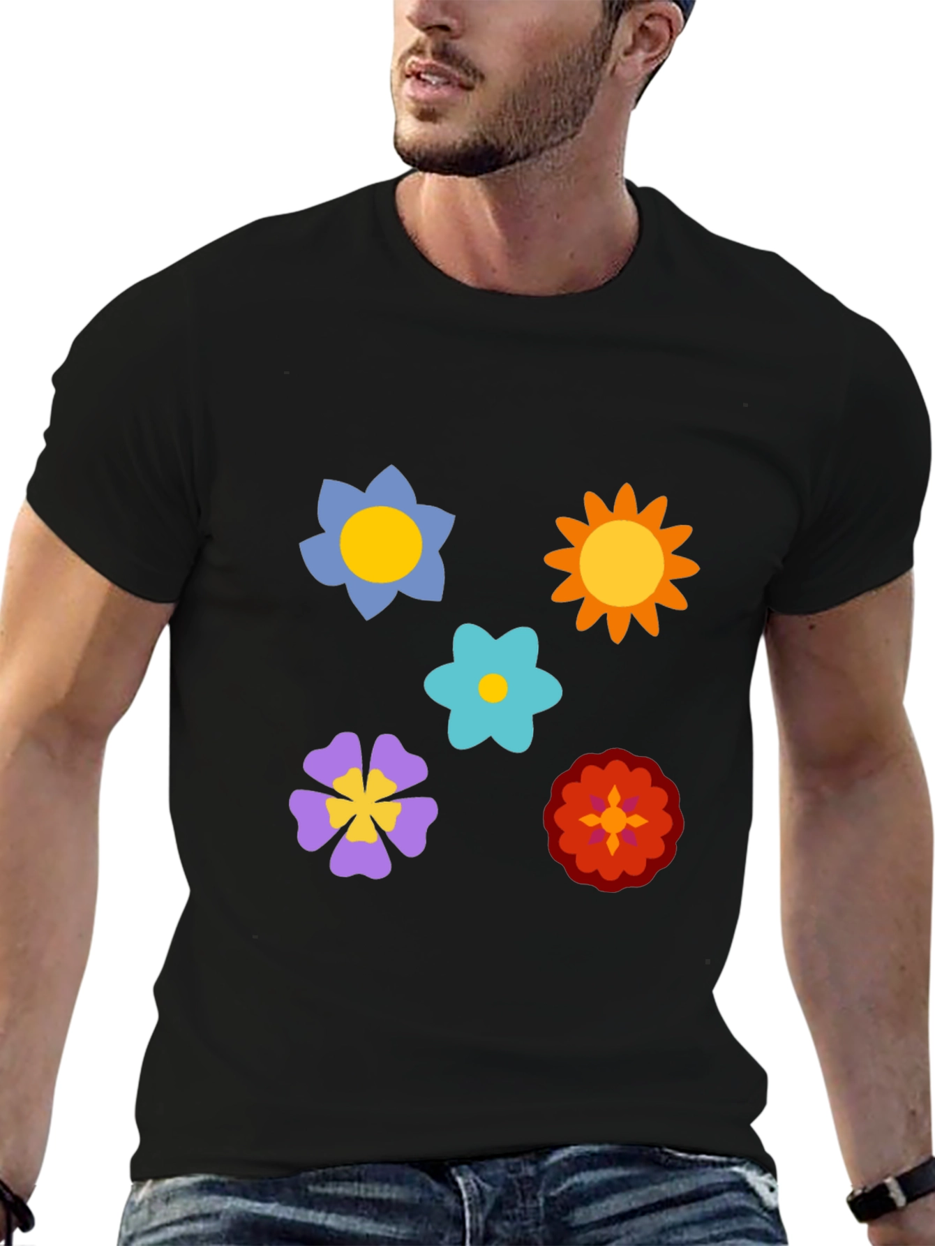 Black Floral Graphic Print T-Shirt view 6