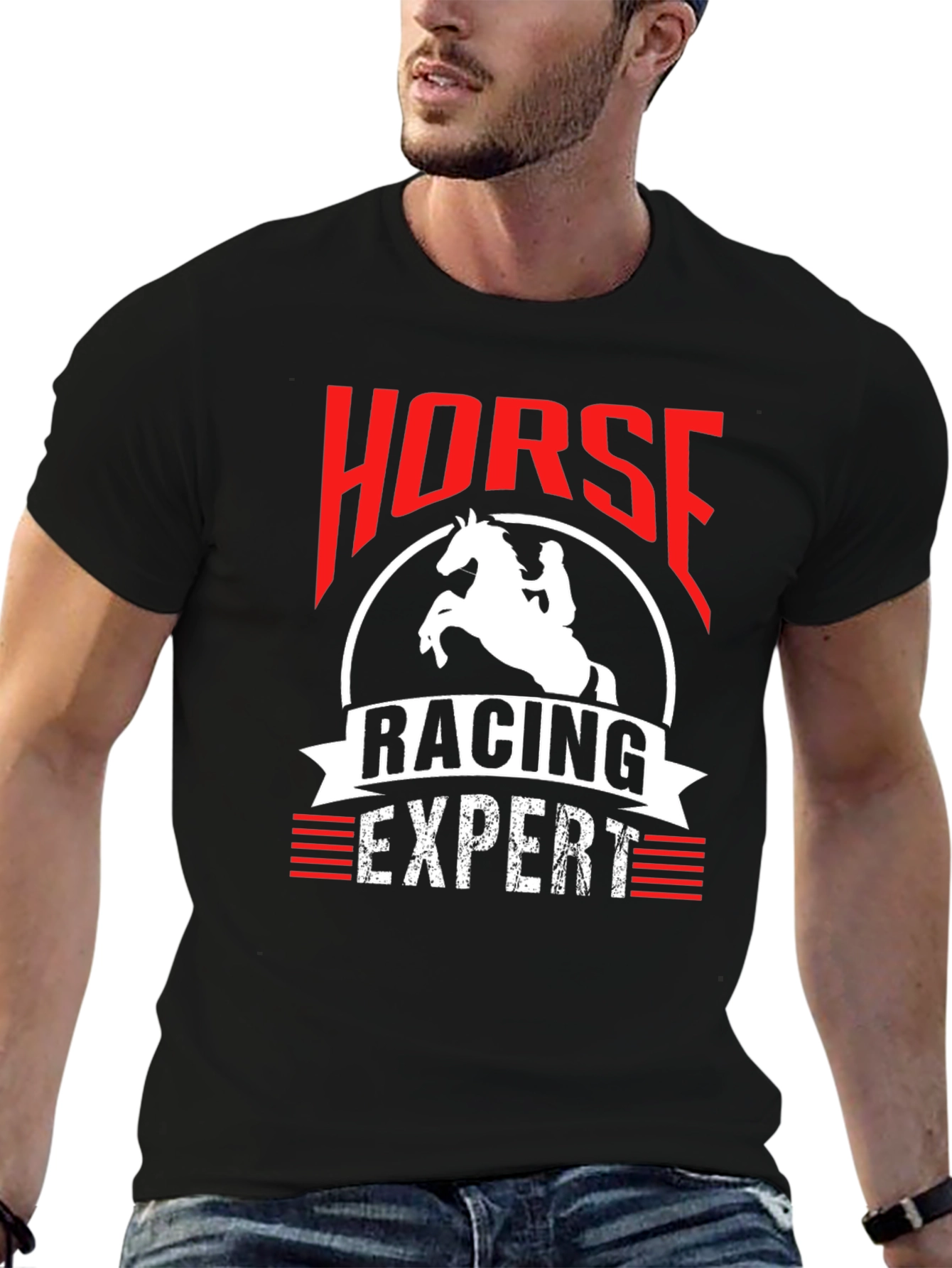 Black Horse Racing Expert T-Shirt - Unique Design view 6