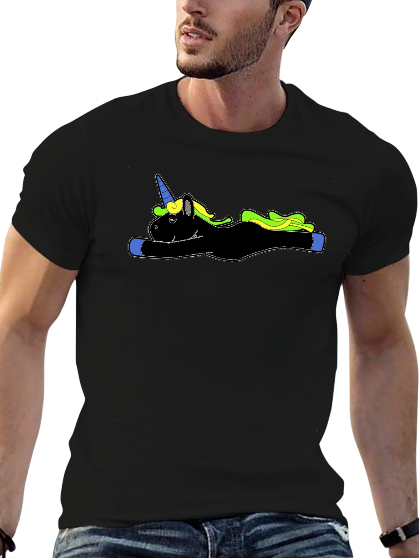 Black Lazy Unicorn Black T-Shirt view 6