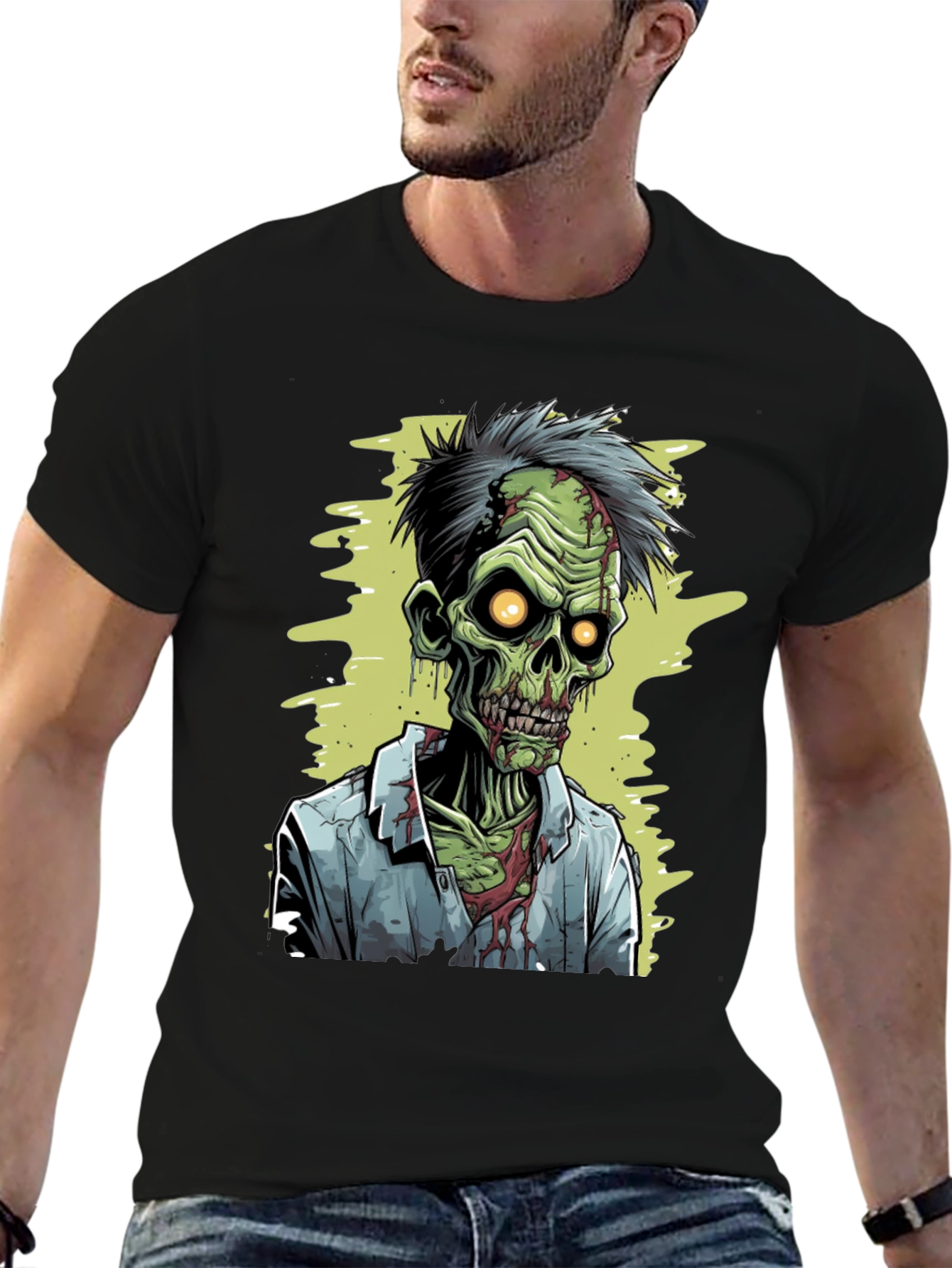 Black Zombie Cartoon Graphic Tee view 6