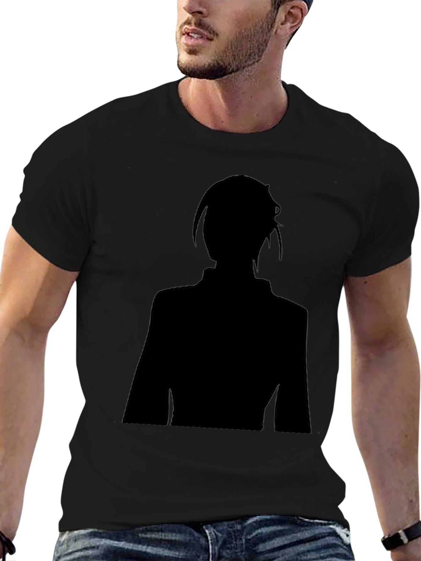 Black Silhouette Graphic Black T-Shirt view 6