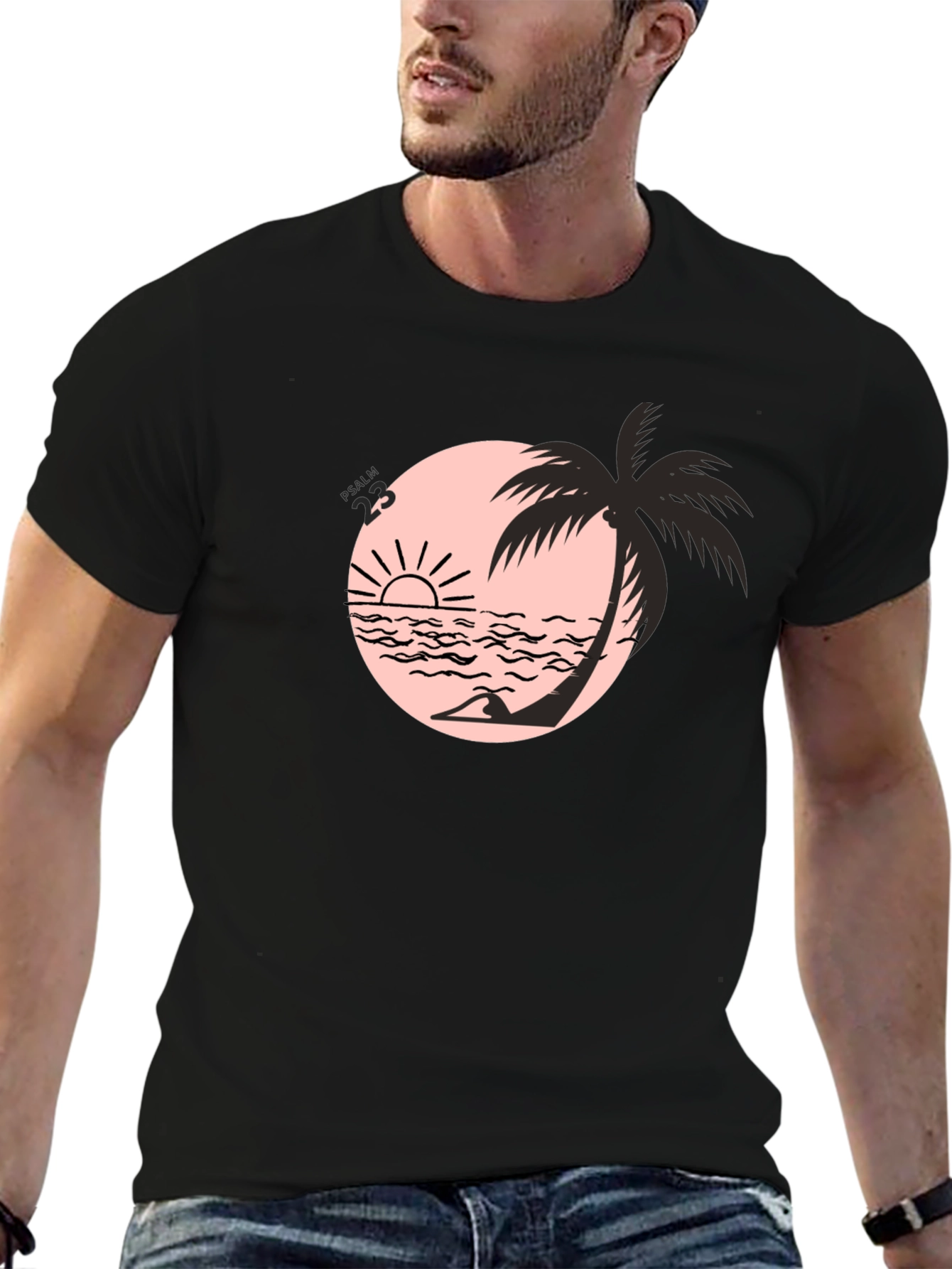 Black Black Beach Palm Graphic Tee view 6