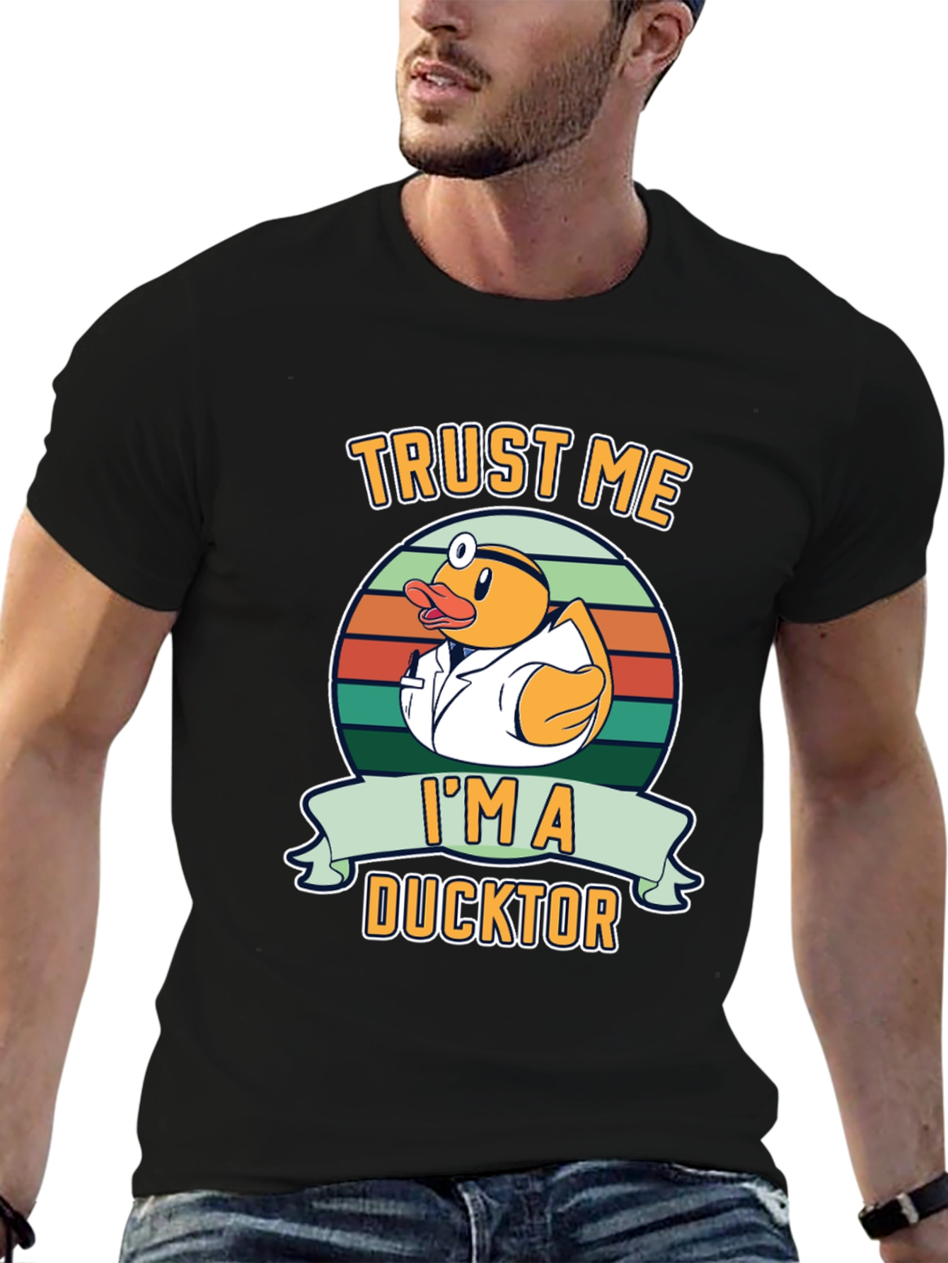 Black Trust Me I'm a Ducktor Graphic T-Shirt view 6