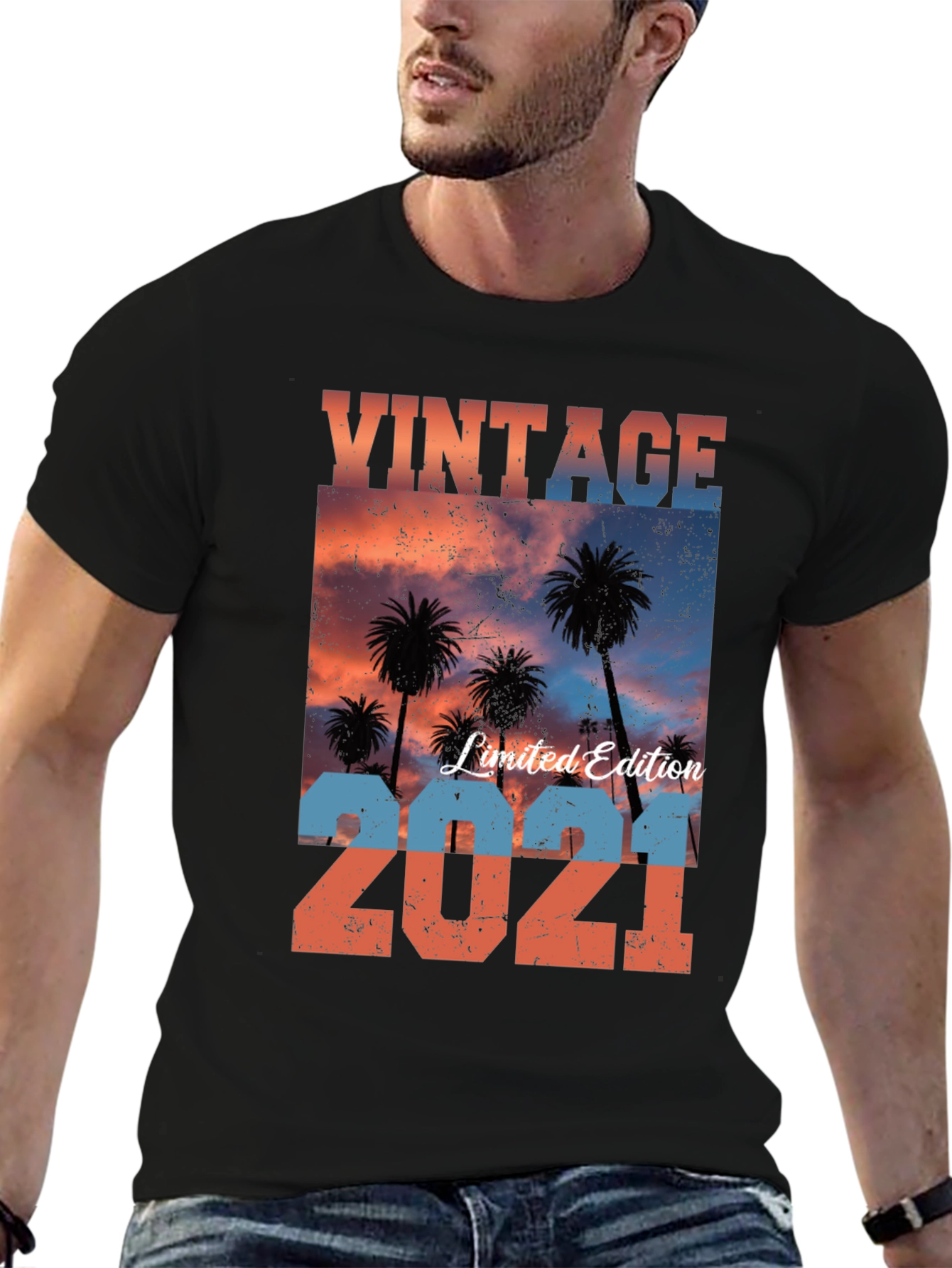 Black Vintage Limited Edition 2021 Palm Tree T-Shirt view 6