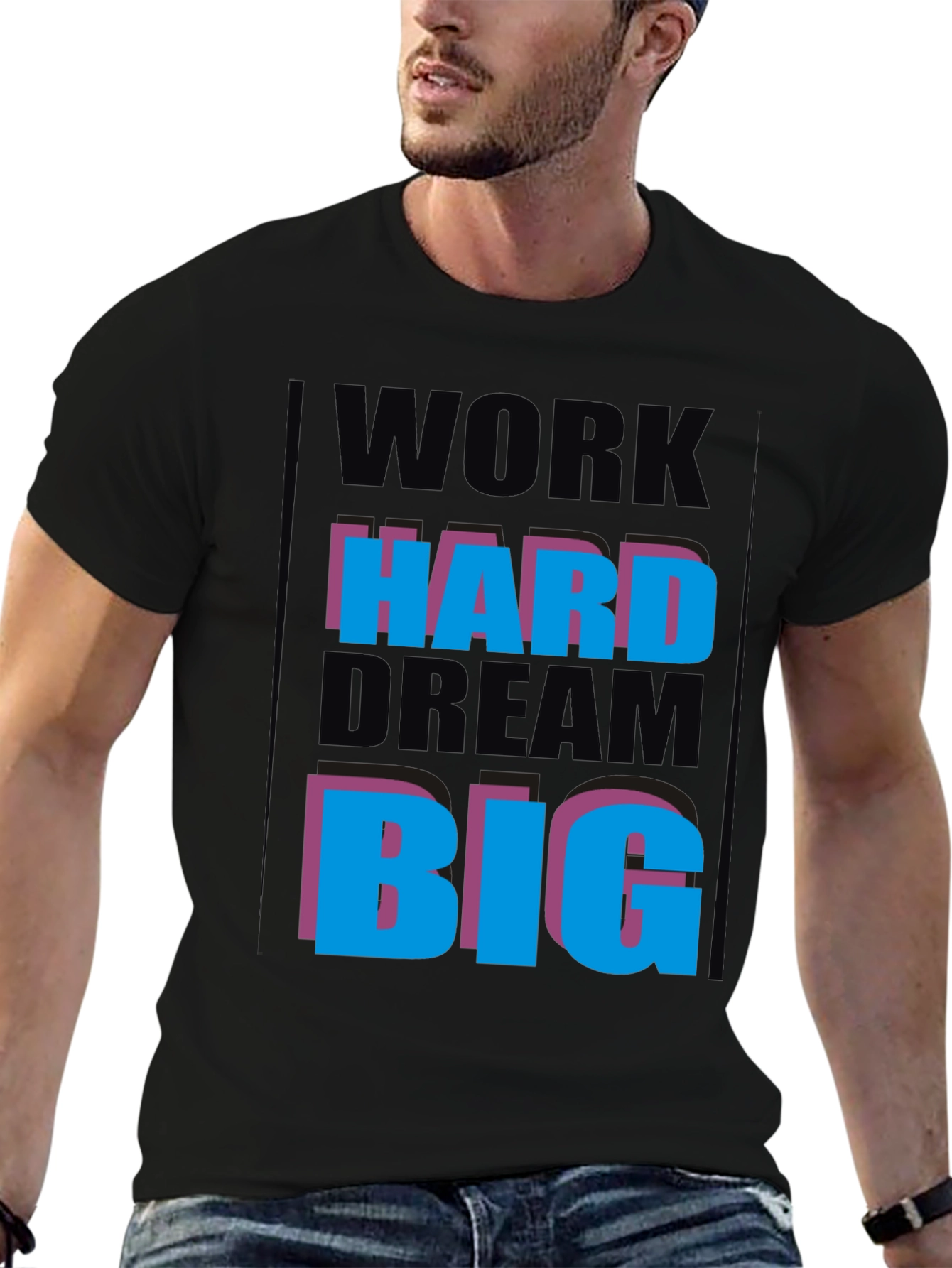 Black Work Hard Dream Big Graphic Tee view 6