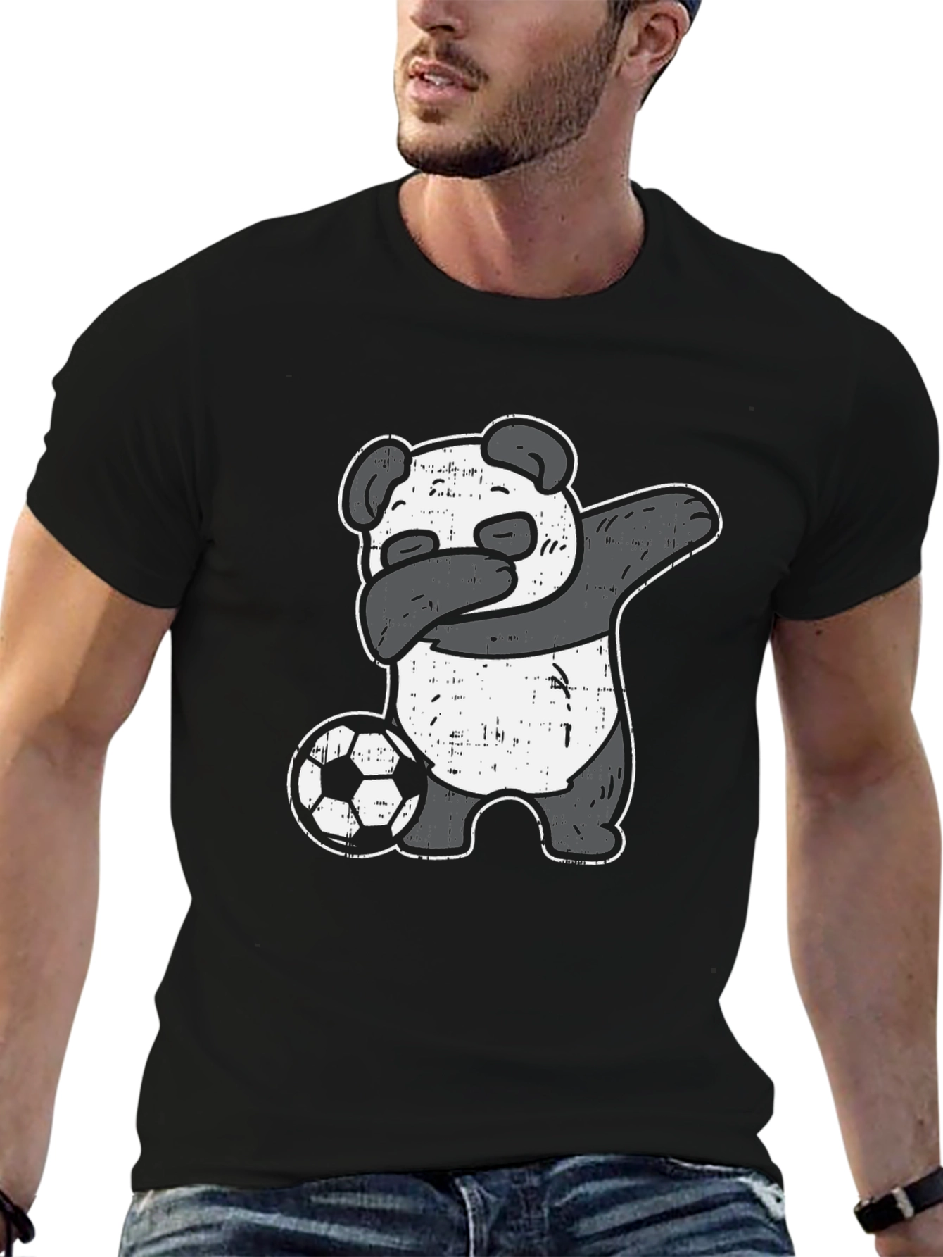 Black Panda Soccer Dab T-Shirt view 6