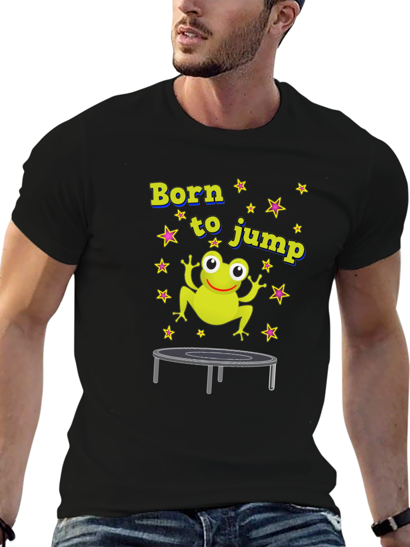 Black Born to Jump Frog T-Shirt view 6