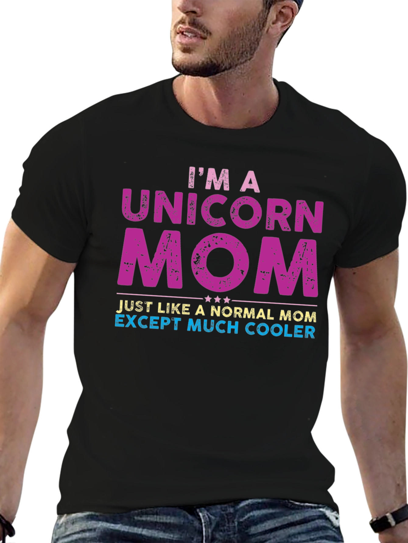 Black Unicorn Mom T-Shirt - Much Cooler Than Normal! view 6
