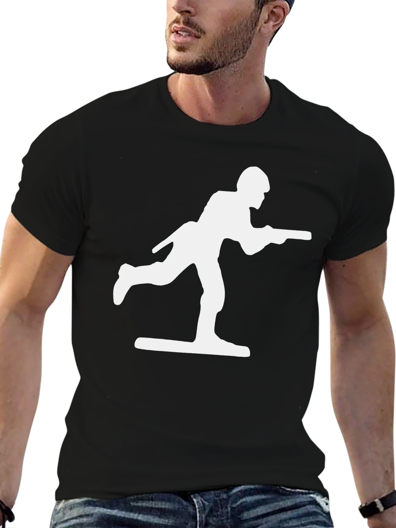 Black Toy Soldier Graphic Tee - Black Cotton Blend view 6