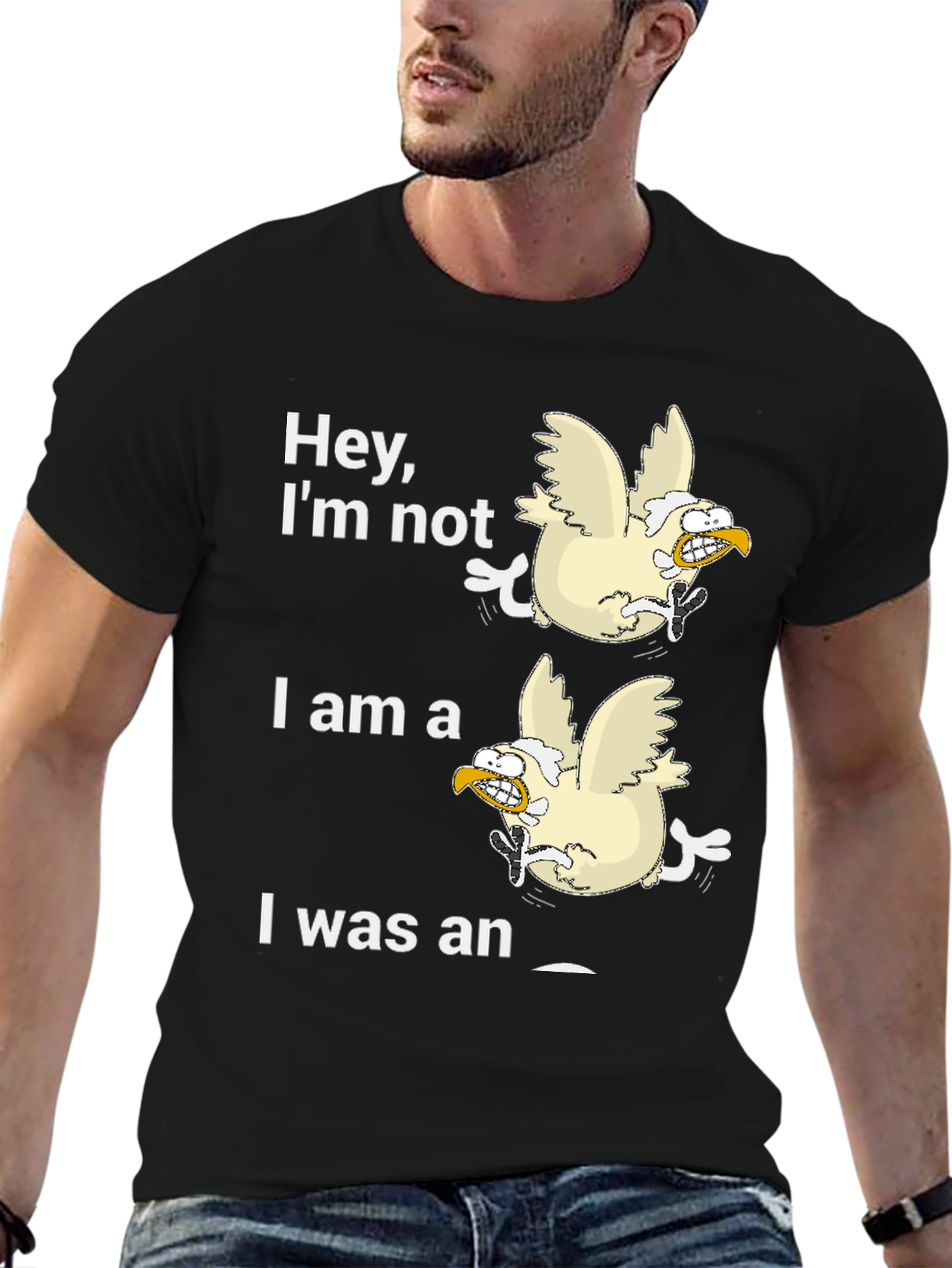 Black Funny Chicken T-Shirt: Hey, I'm Not! view 6