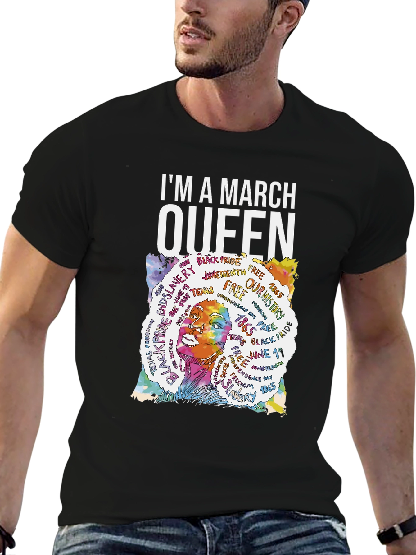 Black I'm A March Queen T-Shirt view 6
