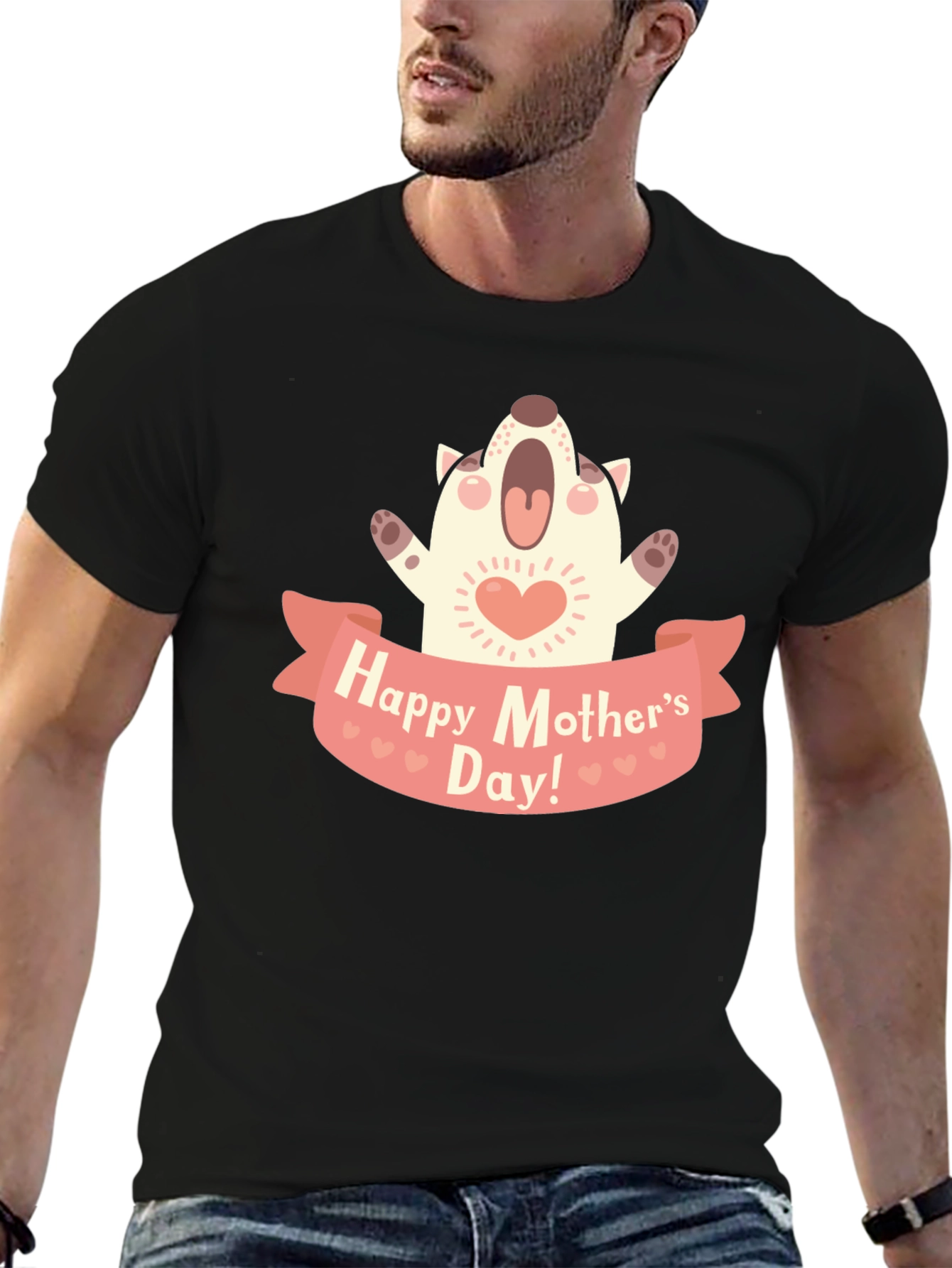 Black Happy Mother's Day Dog Graphic T-Shirt view 6