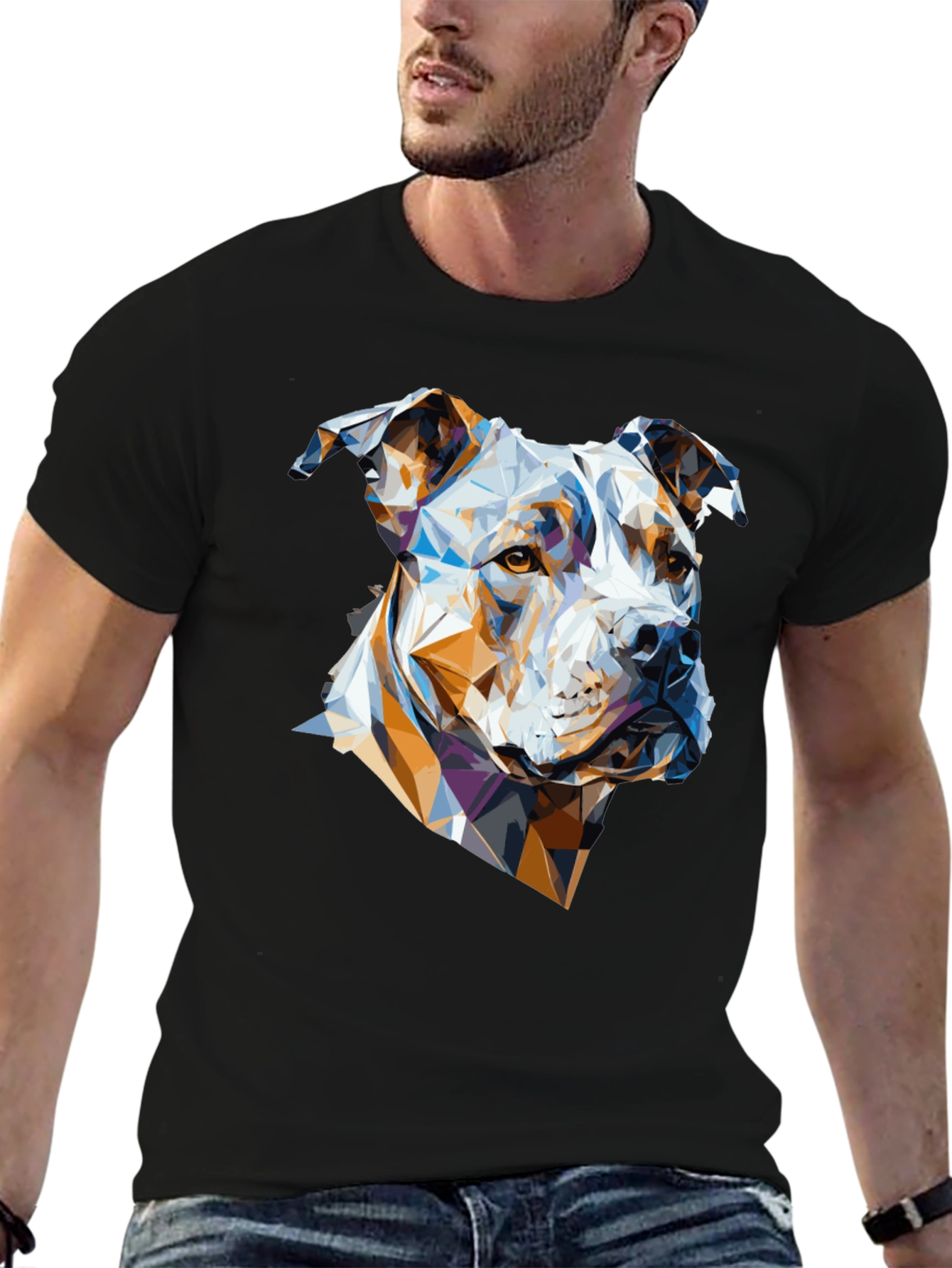 Black Geometric Dog Graphic Tee - Modern Canine Art view 6