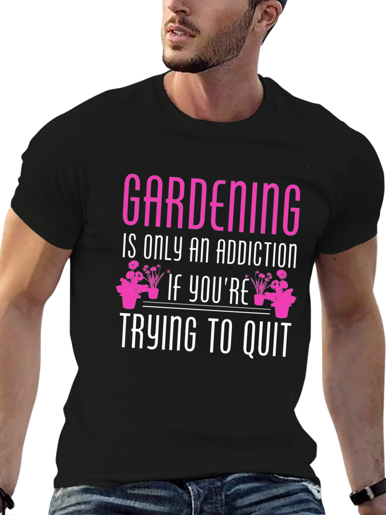 Black Gardening Addiction T-Shirt view 6