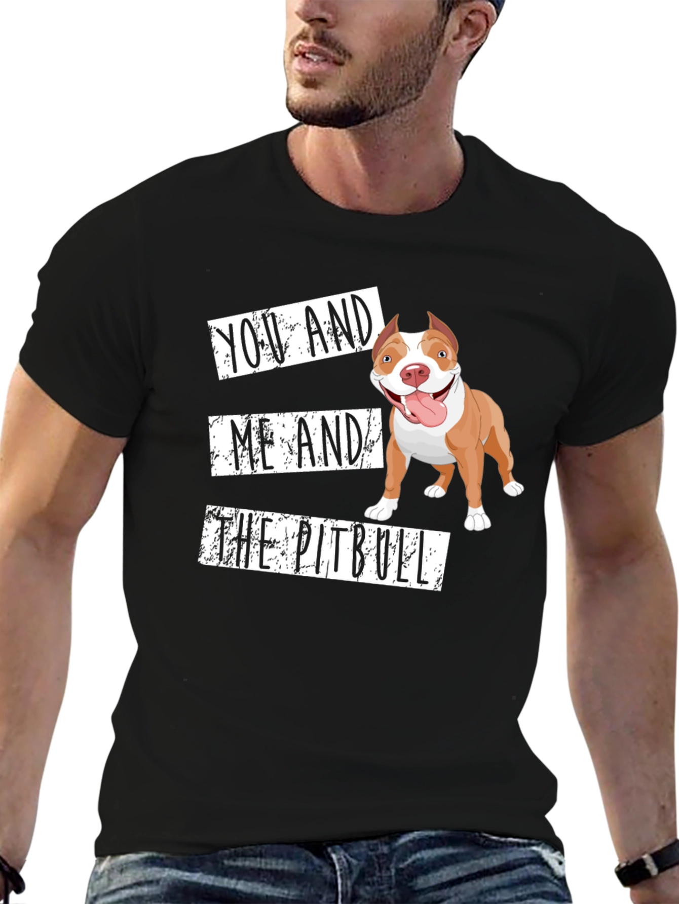 Black You, Me, and The Pitbull T-Shirt -  Unisex Cotton Blend view 6