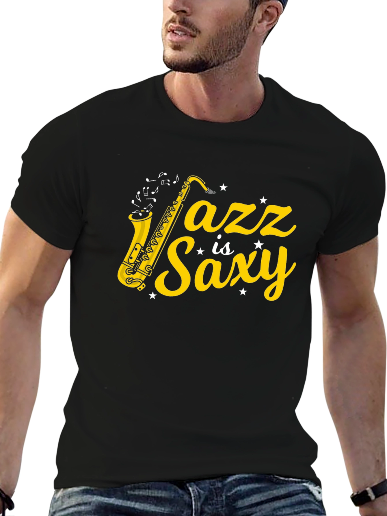 Black Jazz is Saxy Graphic T-Shirt view 6