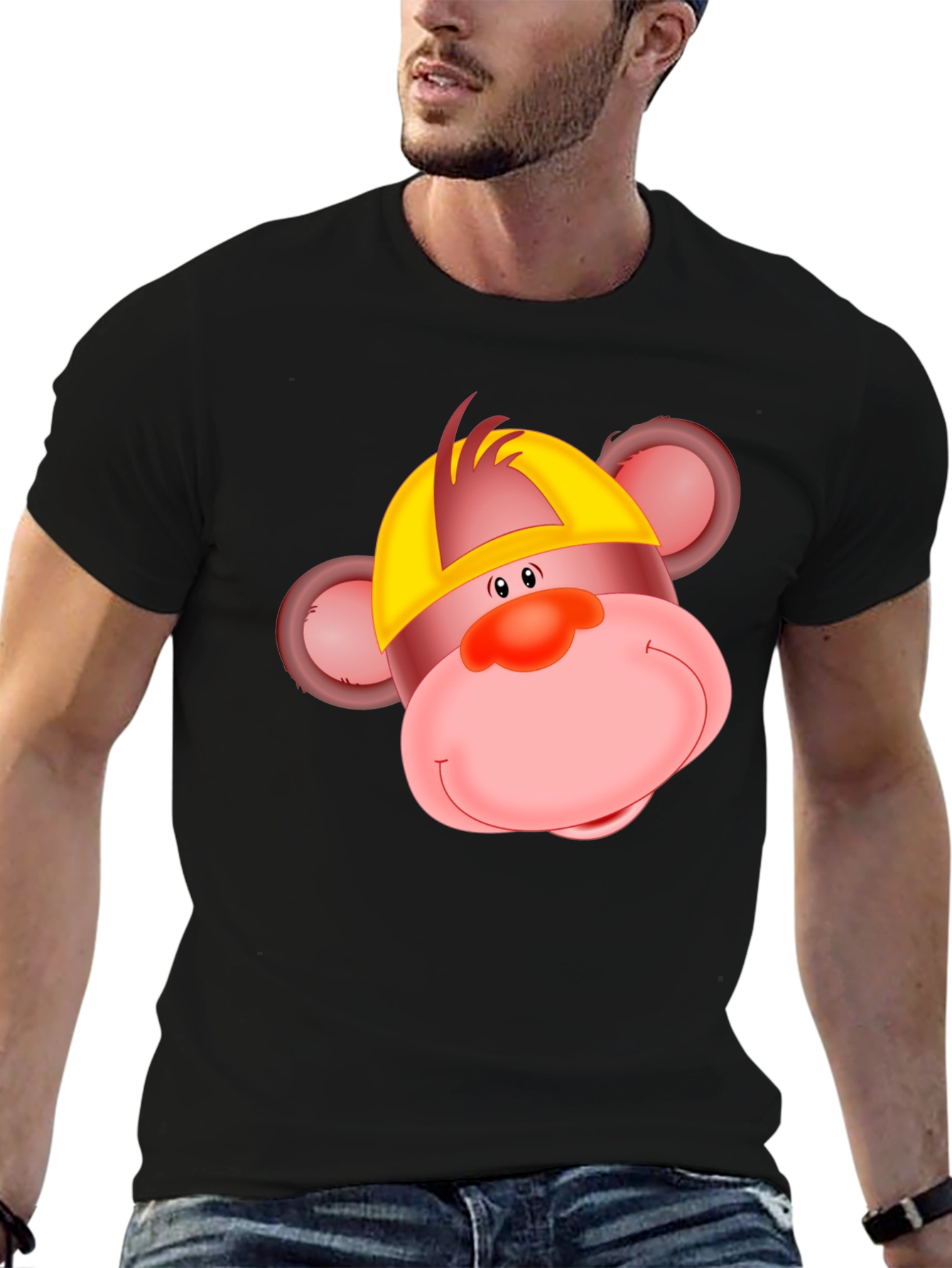 Black Funny Monkey Graphic Tee - Quirky Cartoon T-Shirt view 6